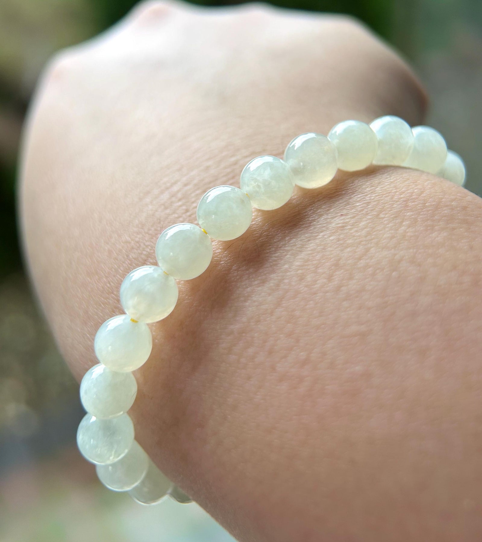 Natural Jadeite Beaded Bracelet | Burmese Type A Icy Yellow Green 7mm Beads | Jade Pixiu Wealth Charm in Sterling Silver Frame