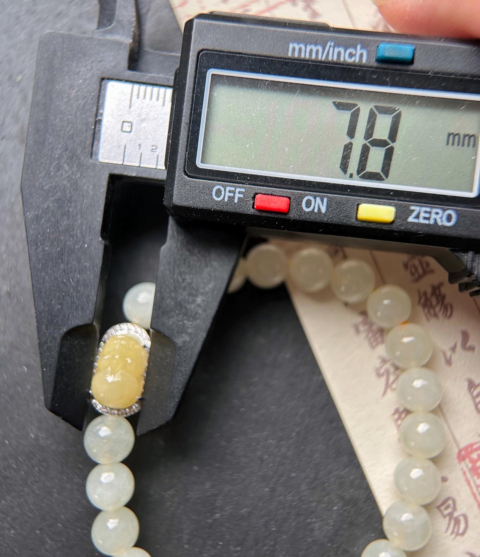 Natural Jadeite Beaded Bracelet | Burmese Type A Icy Yellow Green 7mm Beads | Jade Pixiu Wealth Charm in Sterling Silver Frame