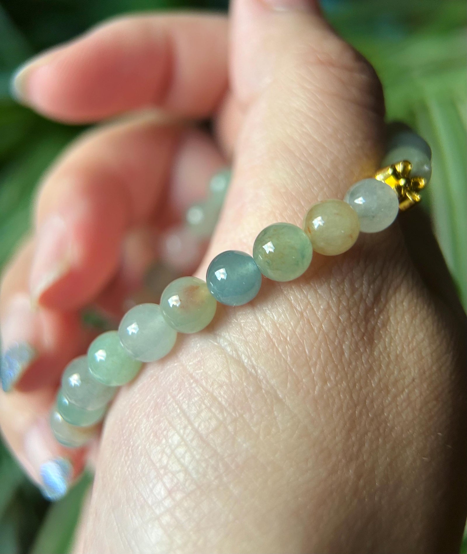 Natural Type A Burmese Jadeite Bracelet – Icy Translucent Autumn Multicolor Beads, 7mm Genuine Untreated Myanmar Jade
