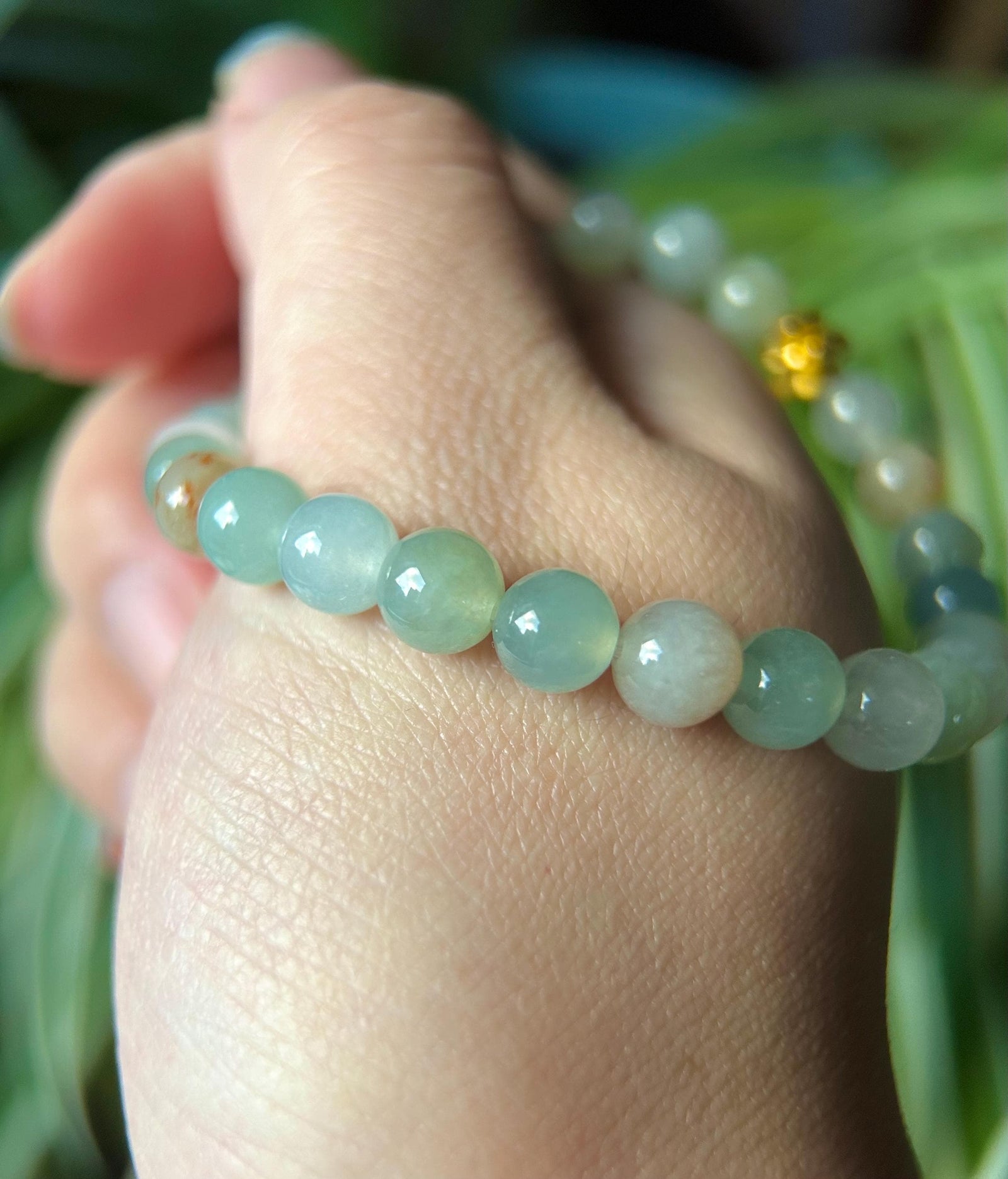 Natural Type A Burmese Jadeite Bracelet – Icy Translucent Autumn Multicolor Beads, 7mm Genuine Untreated Myanmar Jade