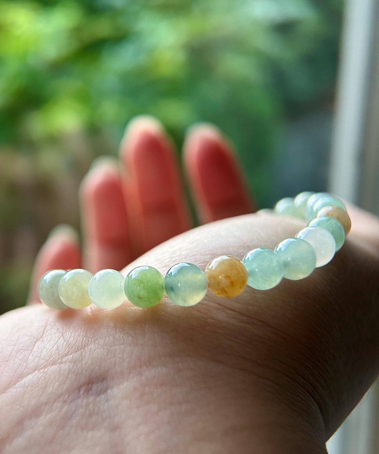Natural Type A Burmese Jadeite Bracelet – Icy Translucent Autumn Multicolor Beads, 7mm Genuine Untreated Myanmar Jade