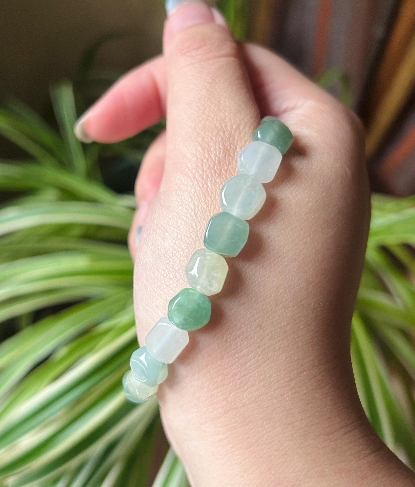 Jadeite Jade Beaded Bracelet Handmade Jewelry Gift for Her Natural Burmese Icy High Translucency Type A Multicolor Rainbow Ice Cube Jade 8mm