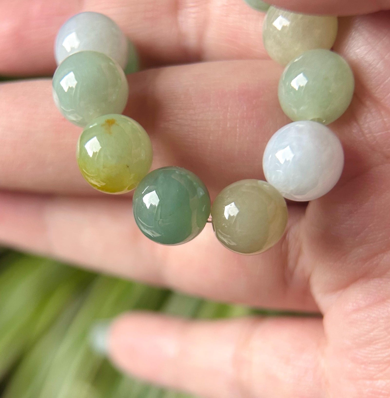 Burmese Jadeite Beaded Bracelet: Natural Type A Highly Translucent Icy Autumn Multicolor 10mm Myanmar Jade Untreated