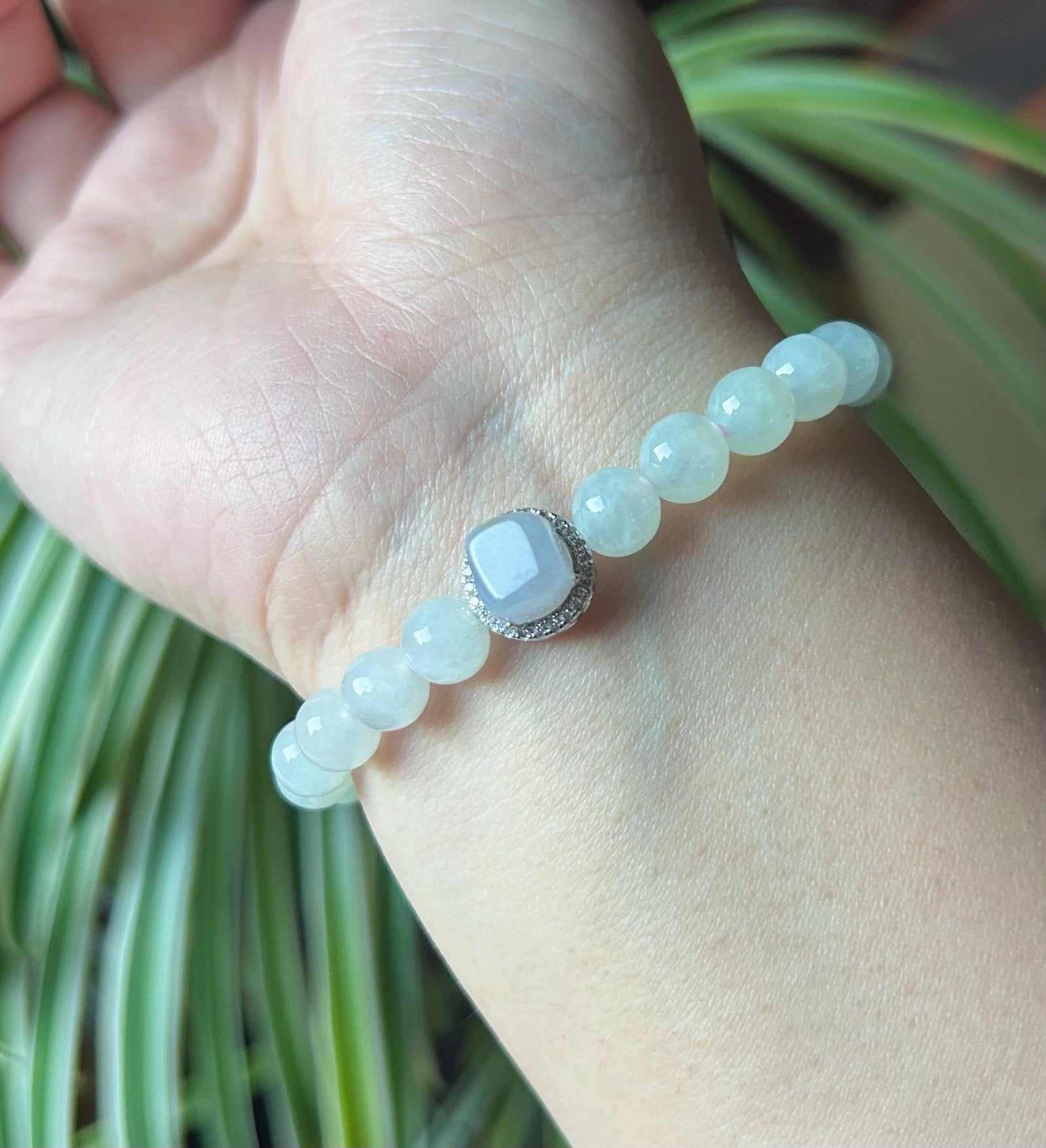 Burmese Jadeite Beaded Bracelet: Natural Type A Icy Translucent Light Green Purple 7mm Myanmar Jade Untreated