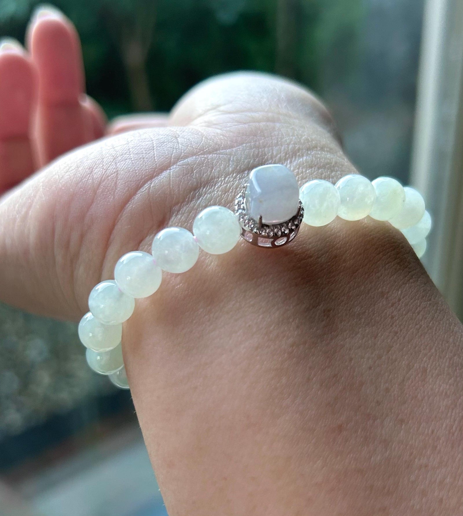 Burmese Jadeite Beaded Bracelet: Natural Type A Icy Translucent Light Green Purple 7mm Myanmar Jade Untreated