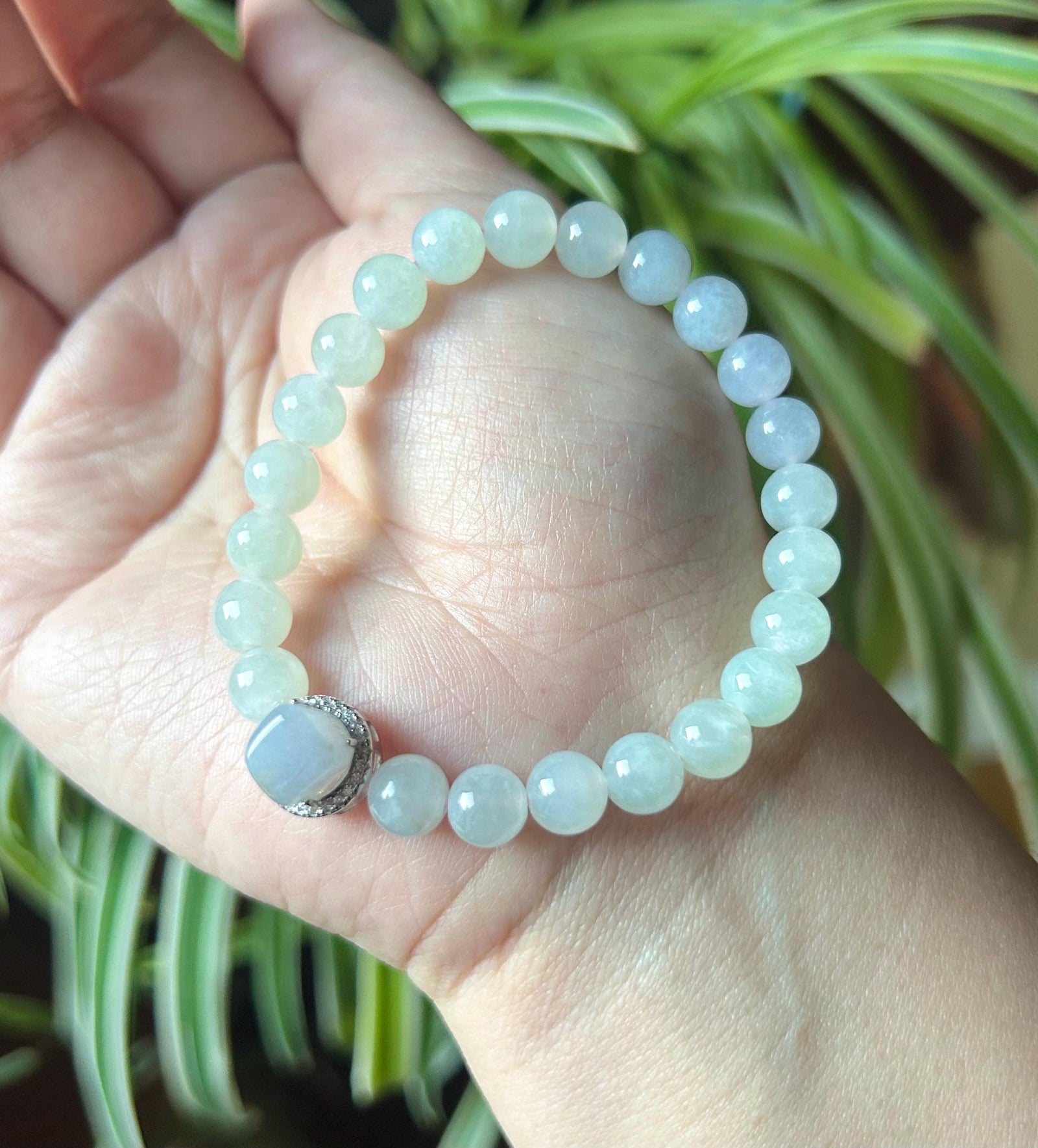 Burmese Jadeite Beaded Bracelet: Natural Type A Icy Translucent Light Green Purple 7mm Myanmar Jade Untreated