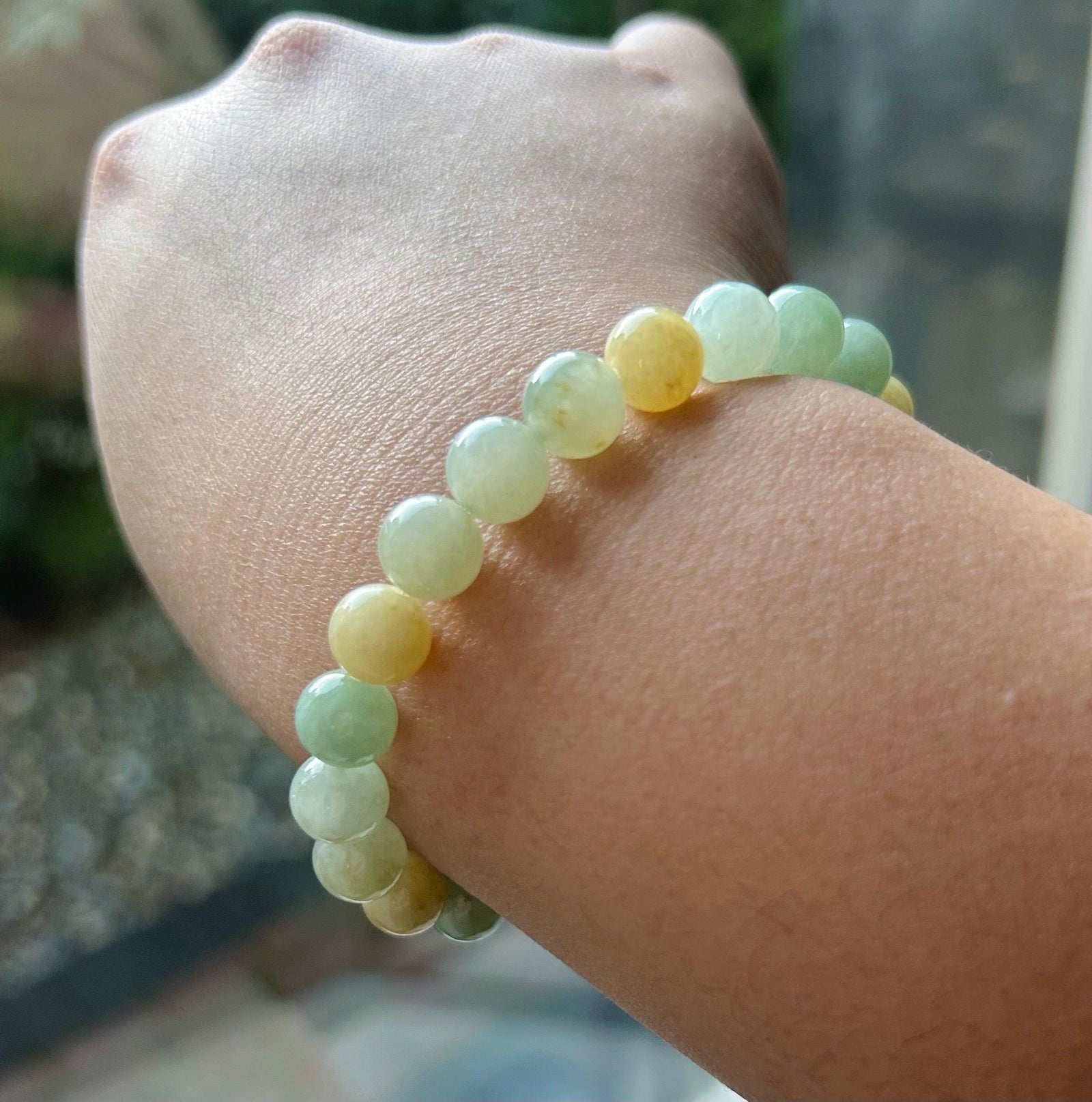 Burmese Jadeite Beaded Bracelet: Natural Type A Icy Translucent Autumn Multicolor 8mm Myanmar Jade Untreated