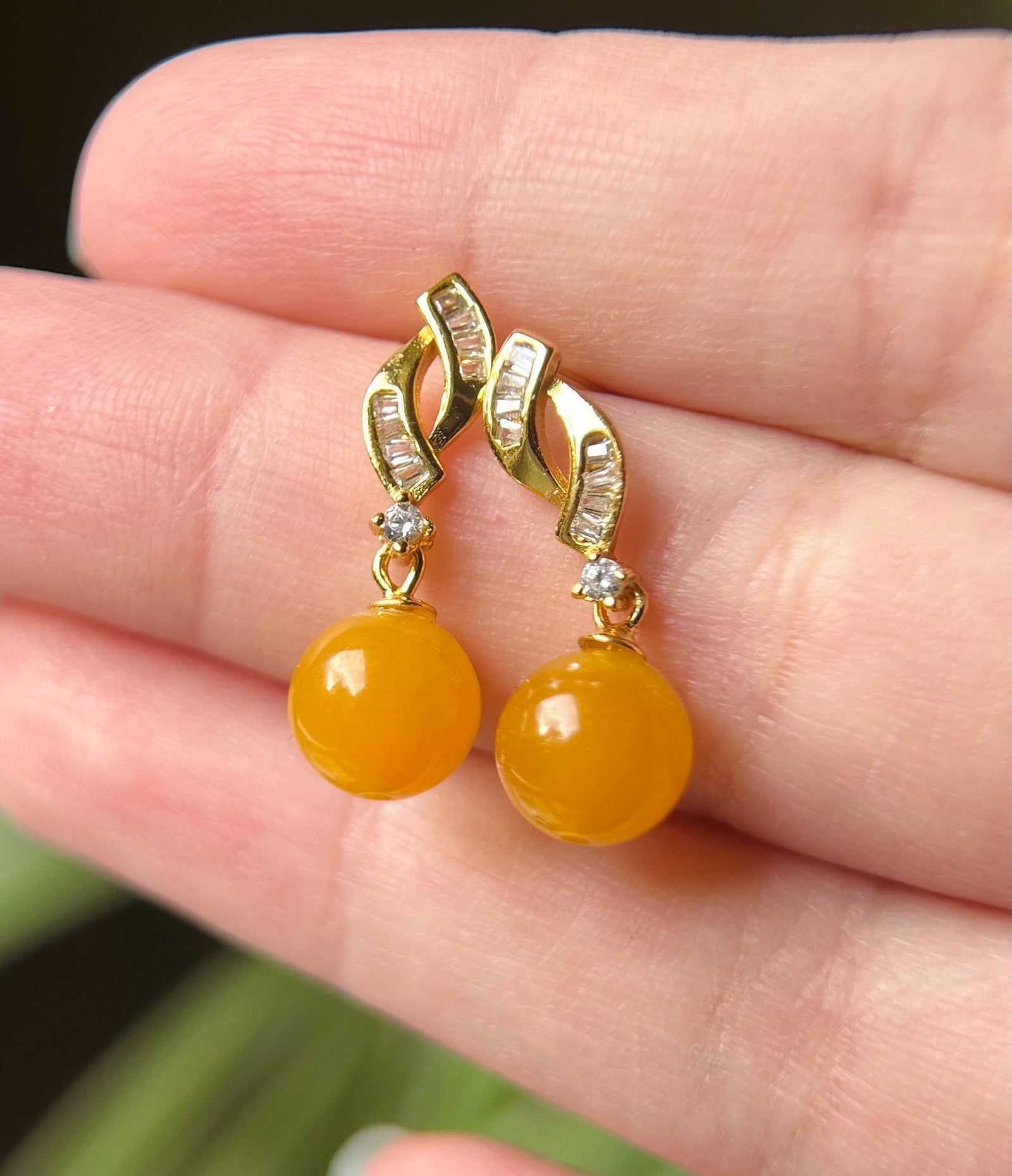 Natural Jadeite Beaded Earrings Burmese Type A Icy Translucent Green or Bright Yellow Jade & 925 Sterling Silver