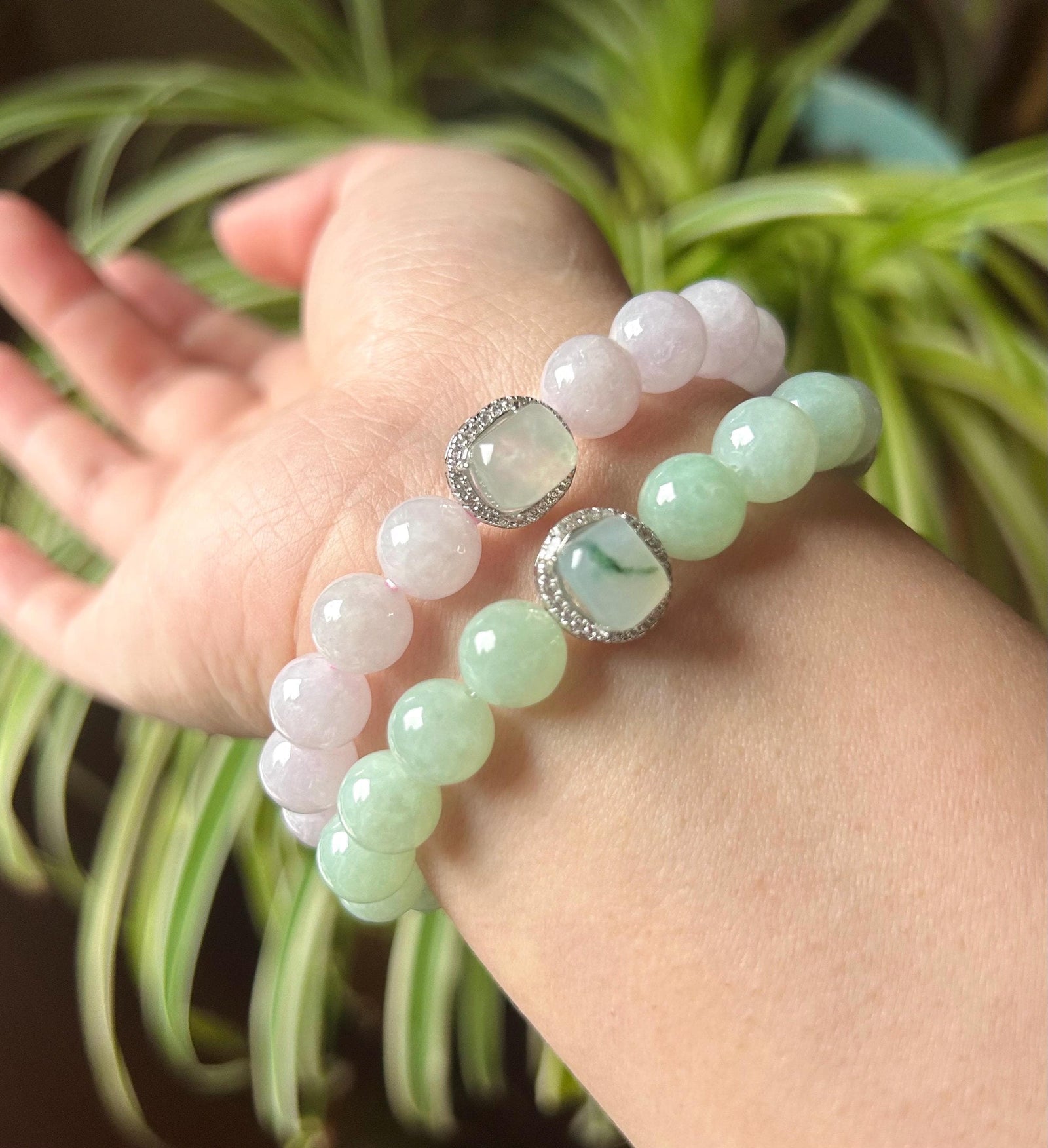 Burmese Jadeite Beaded Bracelet: Natural Type A Icy Translucent Apple Green or Pink Myanmar 9.5mm Jade Untreated