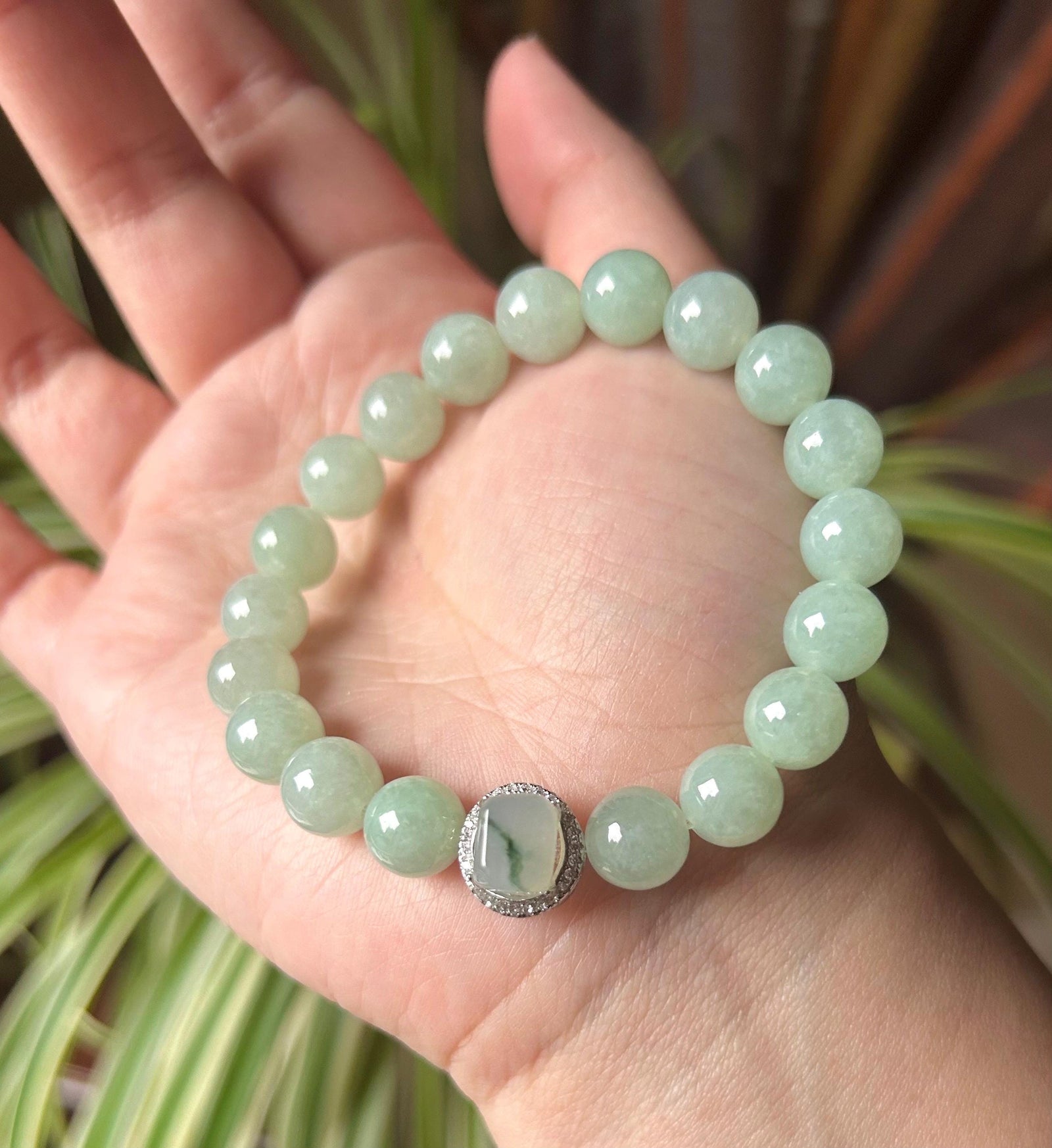 Burmese Jadeite Beaded Bracelet: Natural Type A Icy Translucent Apple Green or Pink Myanmar 9.5mm Jade Untreated