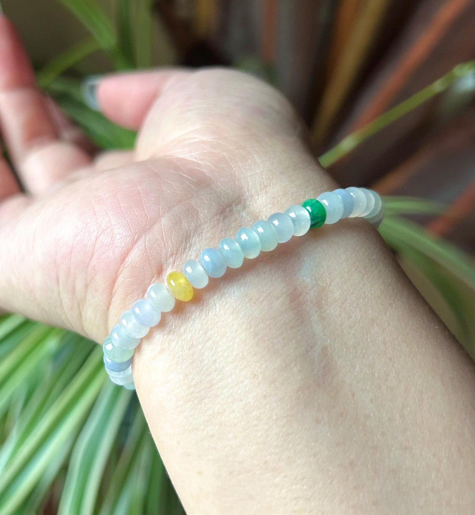 Burmese Jadeite Beaded Bracelet: Natural Type A Highly Translucent Icy Multicolor 6mm Myanmar Jade Untreated