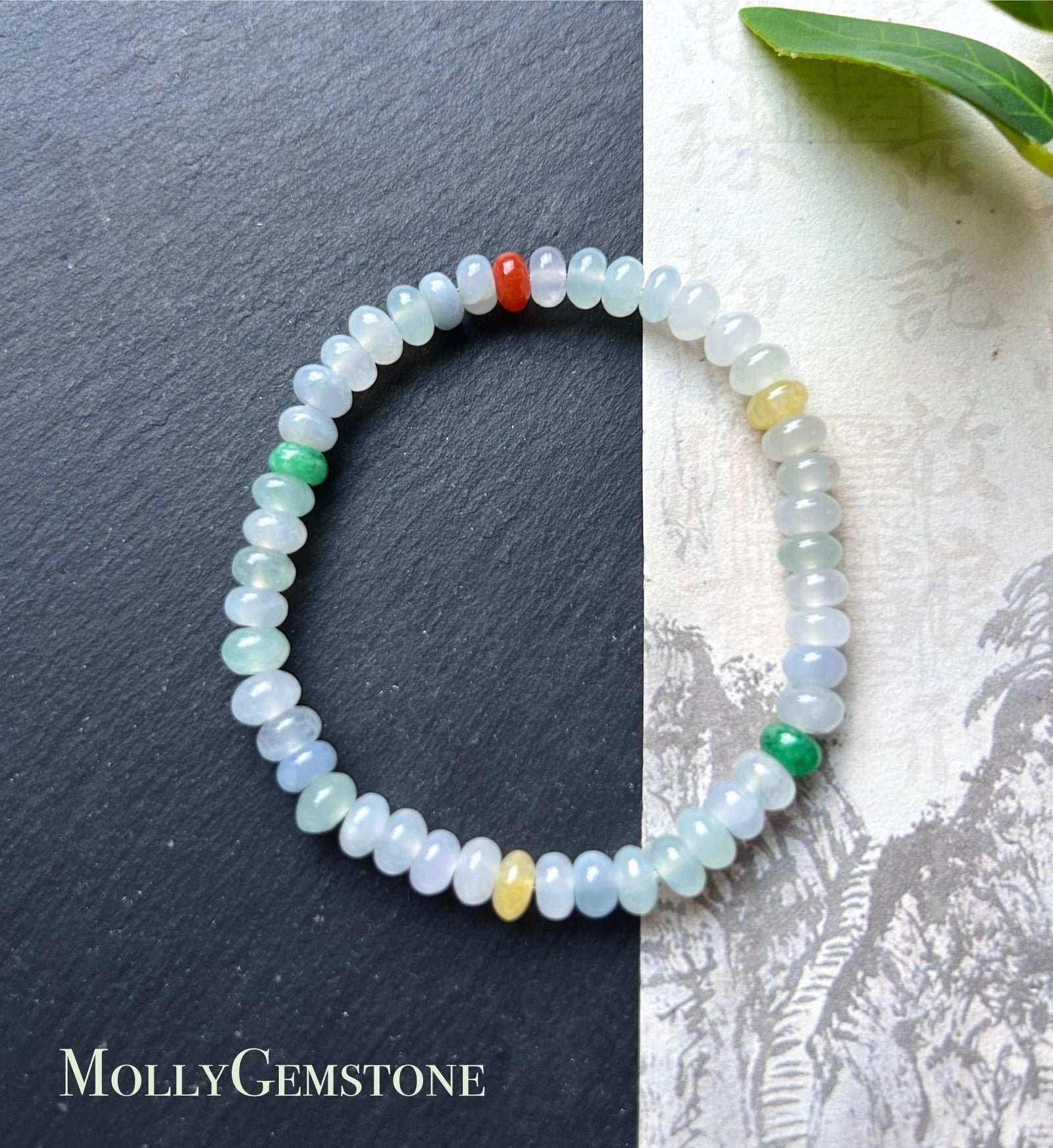 Burmese Jadeite Beaded Bracelet: Natural Type A Highly Translucent Icy Multicolor 6mm Myanmar Jade Untreated
