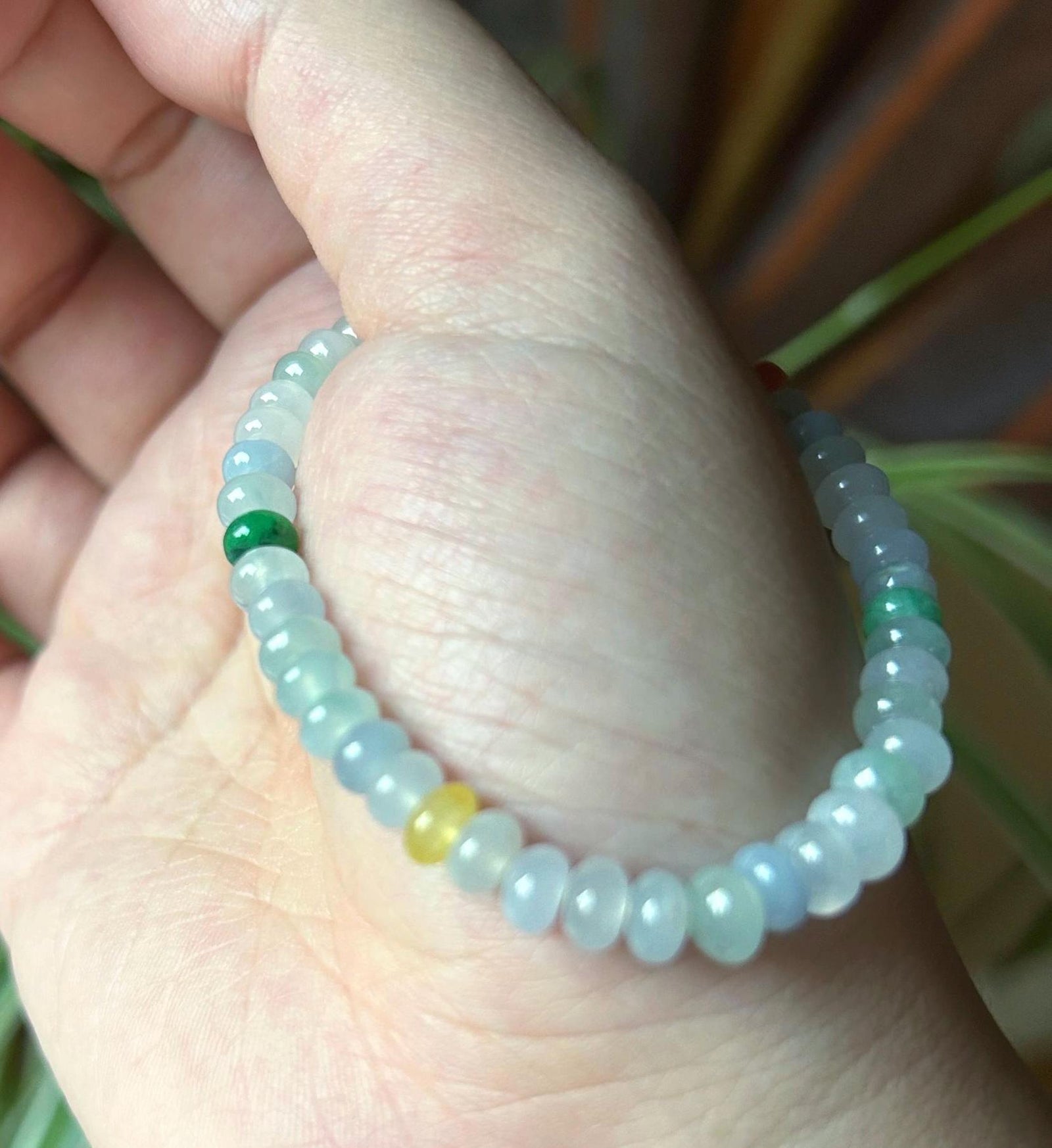 Burmese Jadeite Beaded Bracelet: Natural Type A Highly Translucent Icy Multicolor 6mm Myanmar Jade Untreated