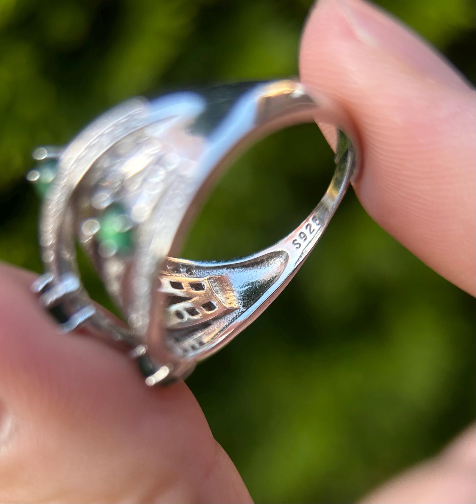 Natural Jadeite & Sterling Silver Adjustable Ring Band Authentic Type A Translucent Icy Green or Blue Jade