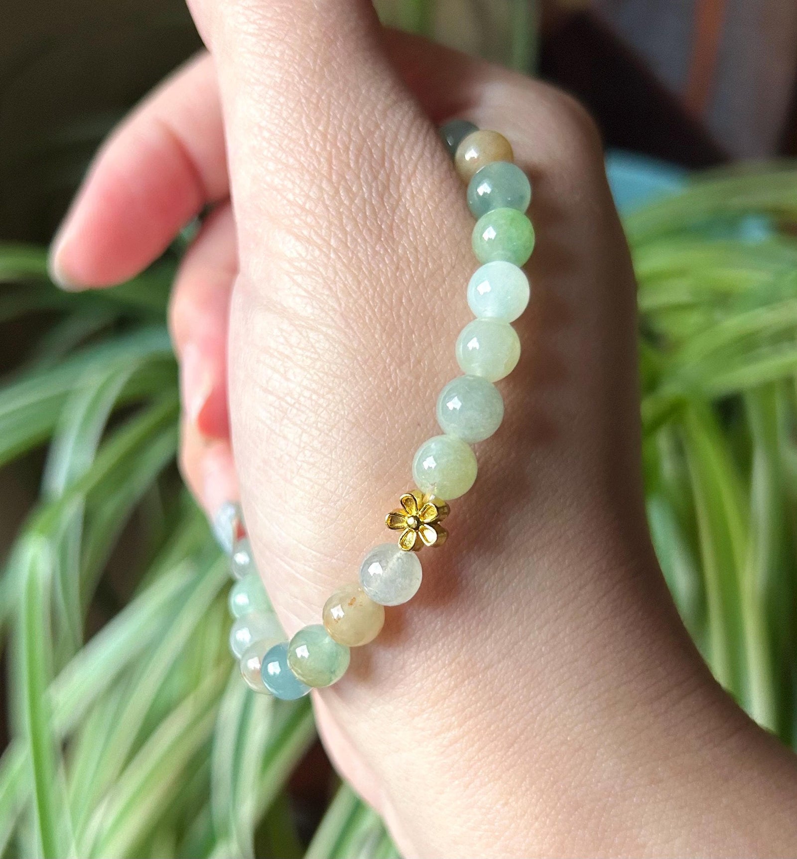 Natural Type A Burmese Jadeite Bracelet – Icy Translucent Autumn Multicolor Beads, 7mm Genuine Untreated Myanmar Jade