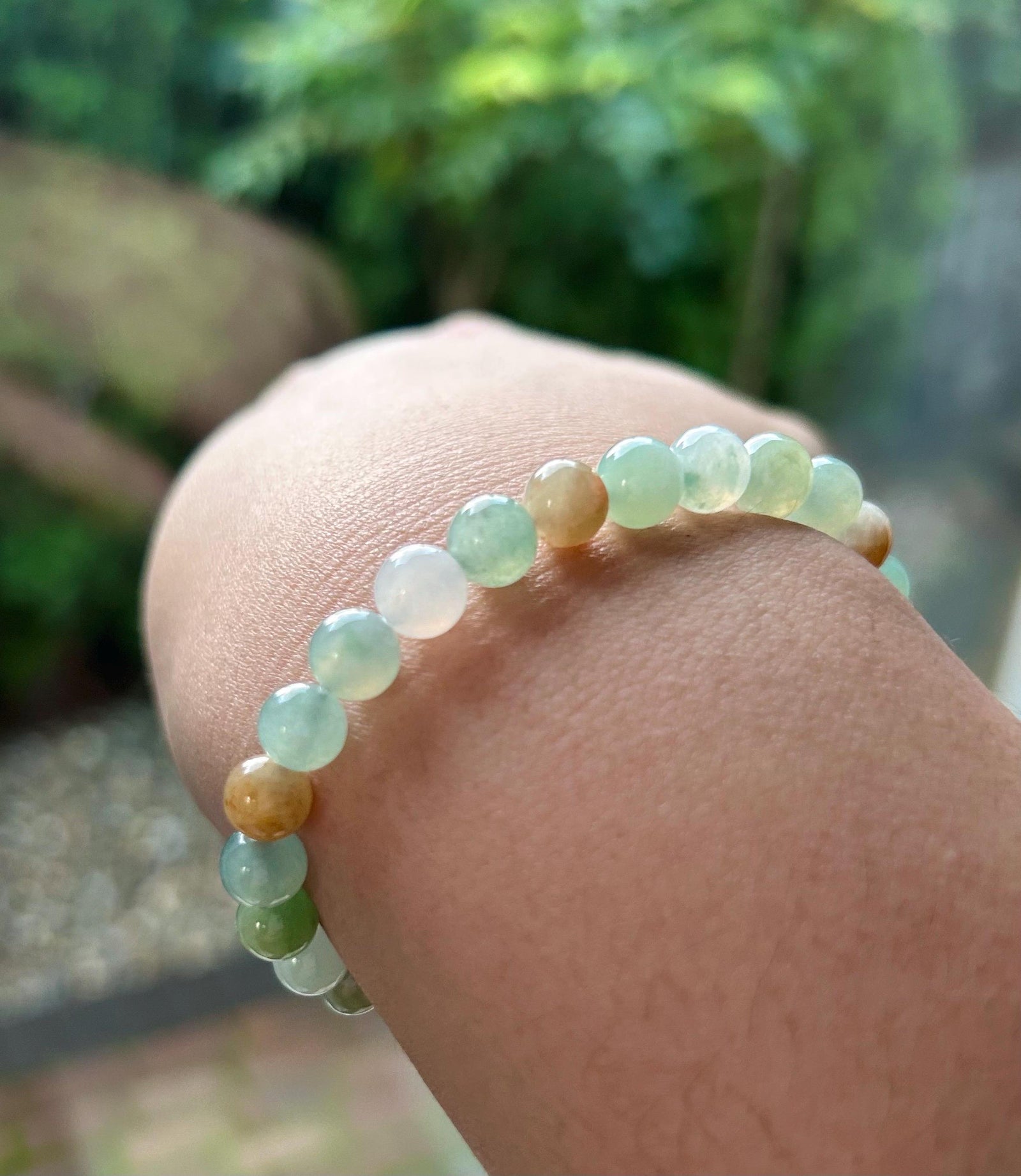 Natural Type A Burmese Jadeite Bracelet – Icy Translucent Autumn Multicolor Beads, 7mm Genuine Untreated Myanmar Jade