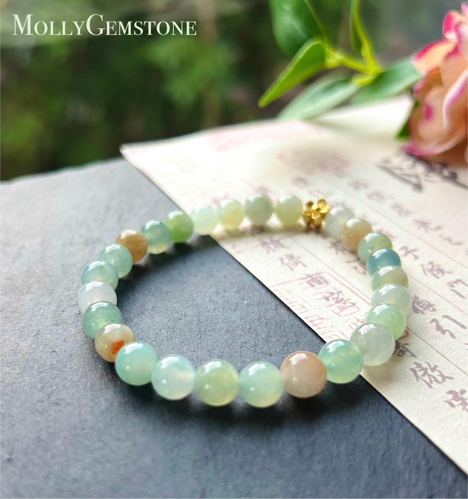 Natural Type A Burmese Jadeite Bracelet – Icy Translucent Autumn Multicolor Beads, 7mm Genuine Untreated Myanmar Jade