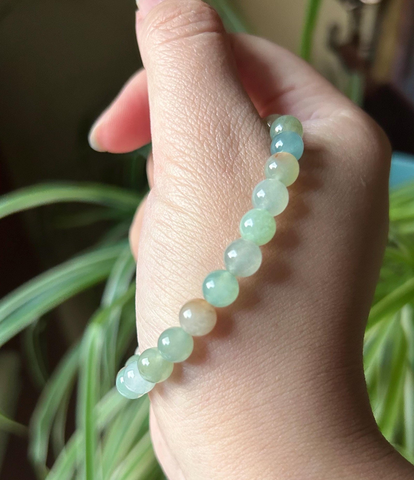 Natural Type A Burmese Jadeite Bracelet – Icy Translucent Autumn Multicolor Beads, 7mm Genuine Untreated Myanmar Jade