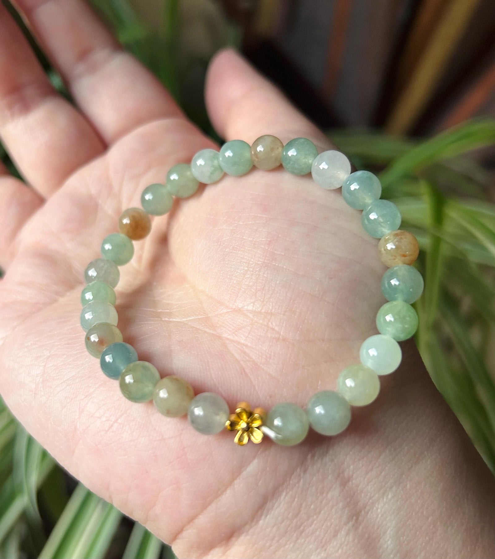 Natural Type A Burmese Jadeite Bracelet – Icy Translucent Autumn Multicolor Beads, 7mm Genuine Untreated Myanmar Jade