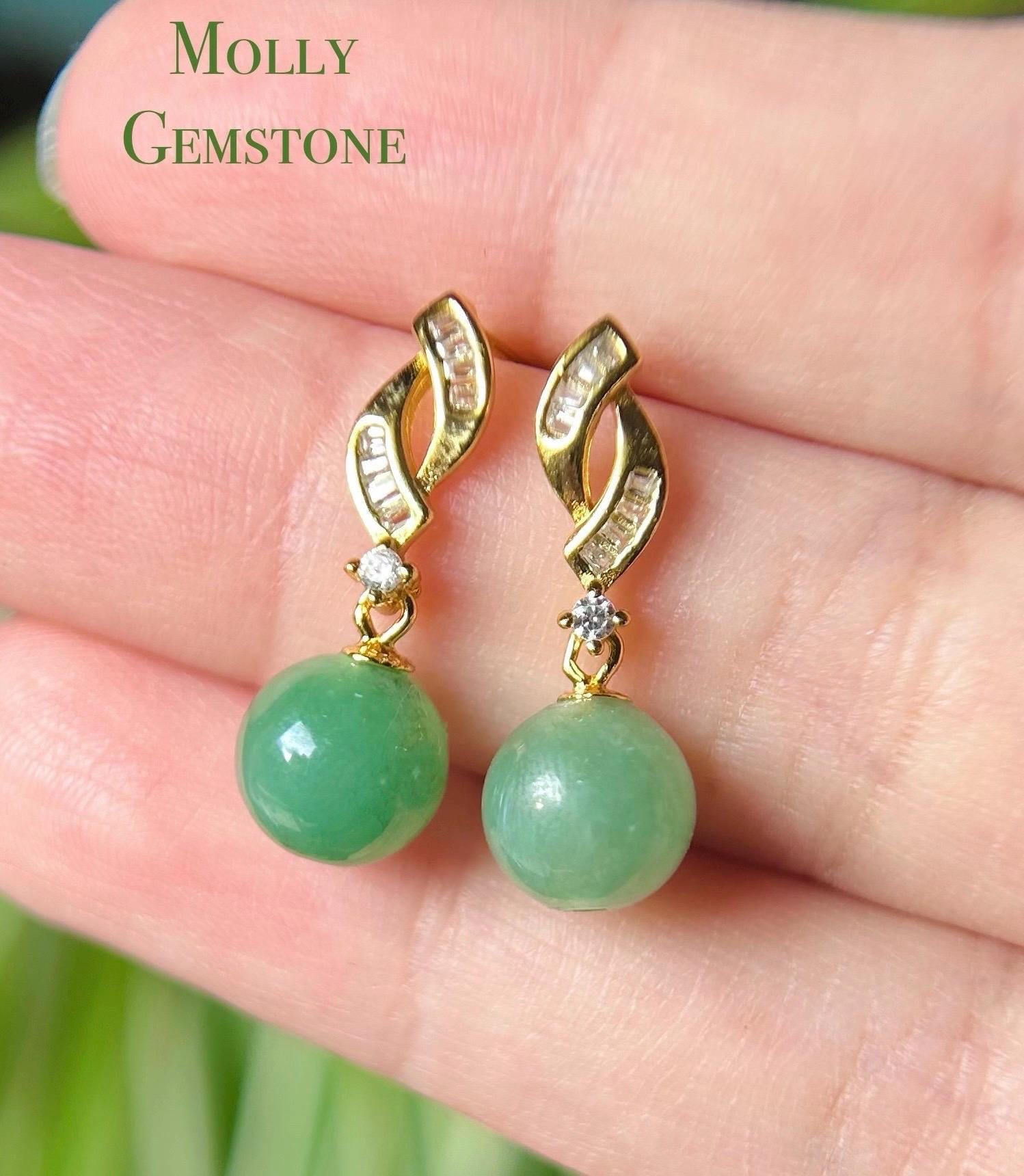 Natural Jadeite Beaded Earrings Burmese Type A Icy Translucent Green or Bright Yellow Jade & 925 Sterling Silver