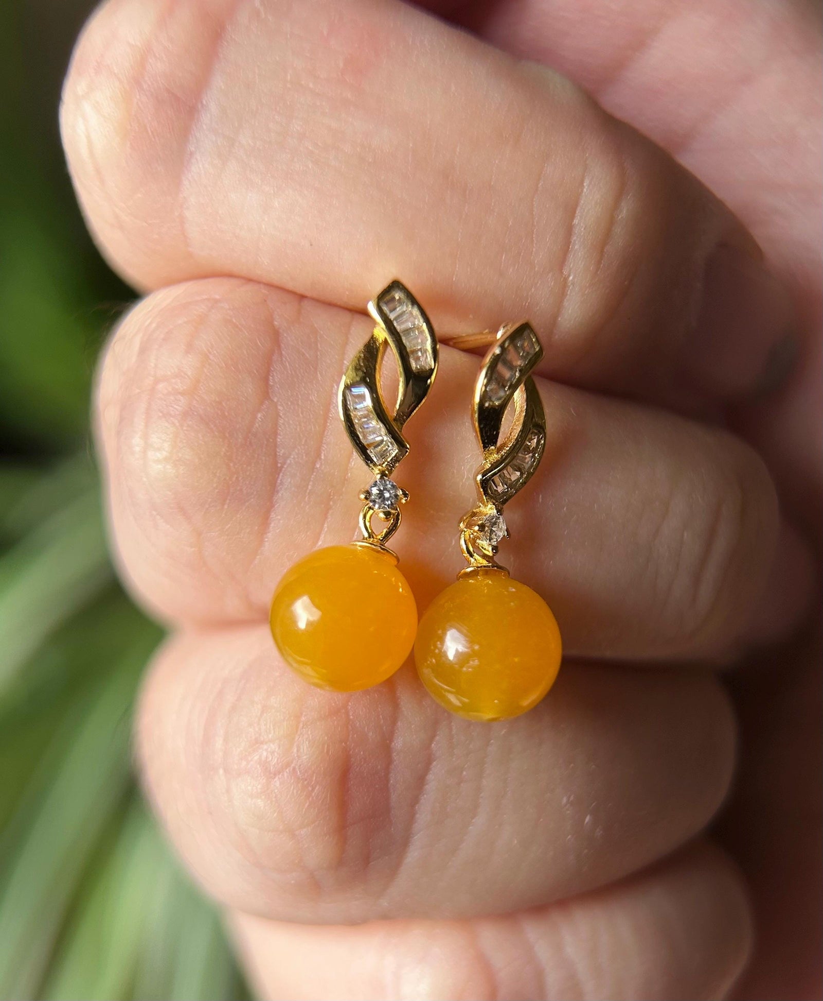 Natural Jadeite Beaded Earrings Burmese Type A Icy Translucent Green or Bright Yellow Jade & 925 Sterling Silver