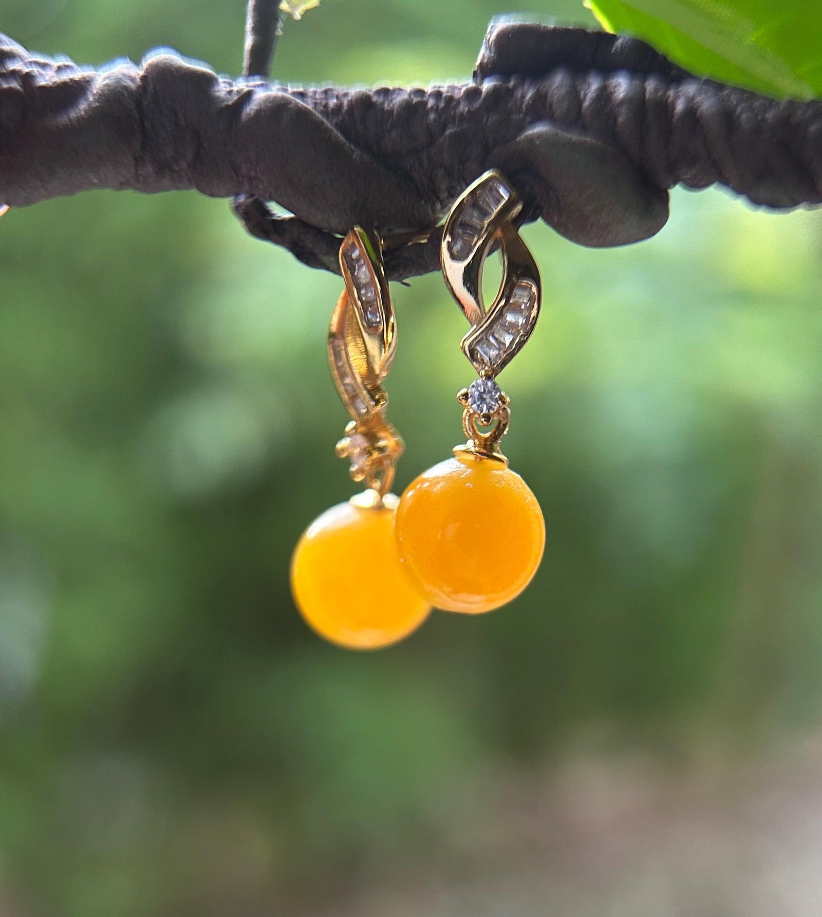 Natural Jadeite Beaded Earrings Burmese Type A Icy Translucent Green or Bright Yellow Jade & 925 Sterling Silver