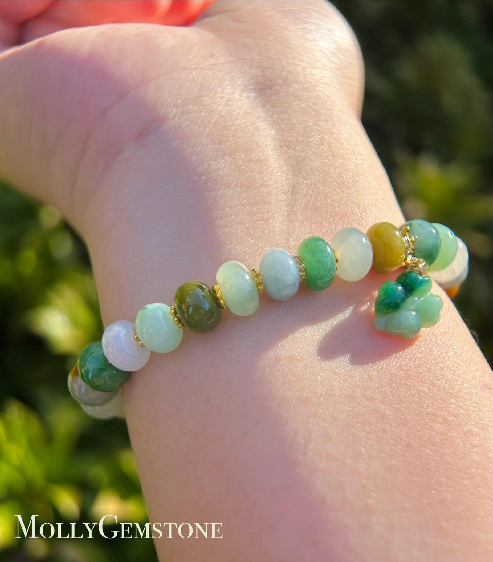 Natural Jadeite Beaded Bracelet Handmade Jewelry Burmese Type A Icy Translucent Autumn Multicolor Jade 8.5mm