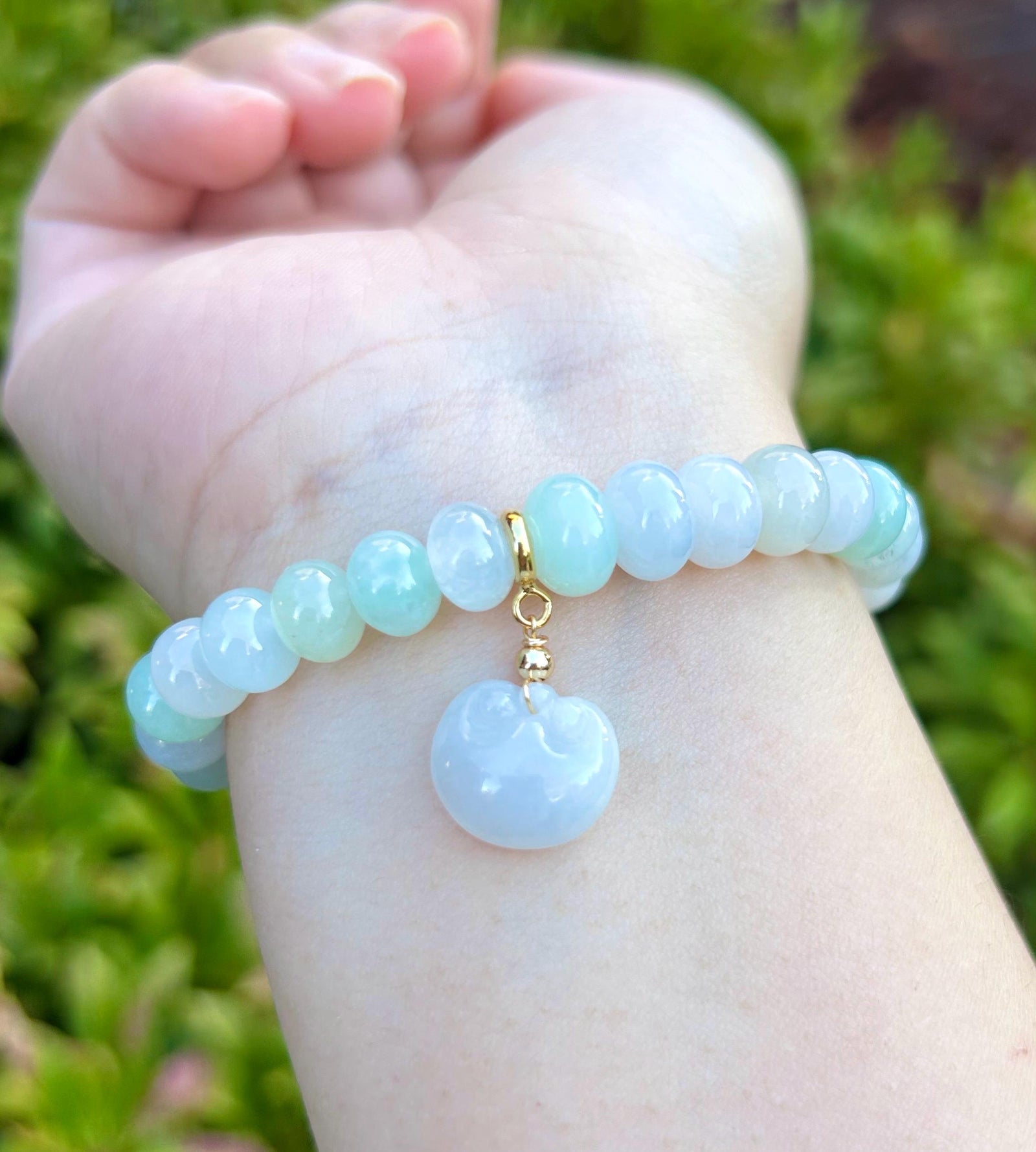 Natural Jadeite Beaded Bracelet Handmade Jewelry Burmese Type A Icy Translucent Pastel Multicolor Jade 8.5-9mm