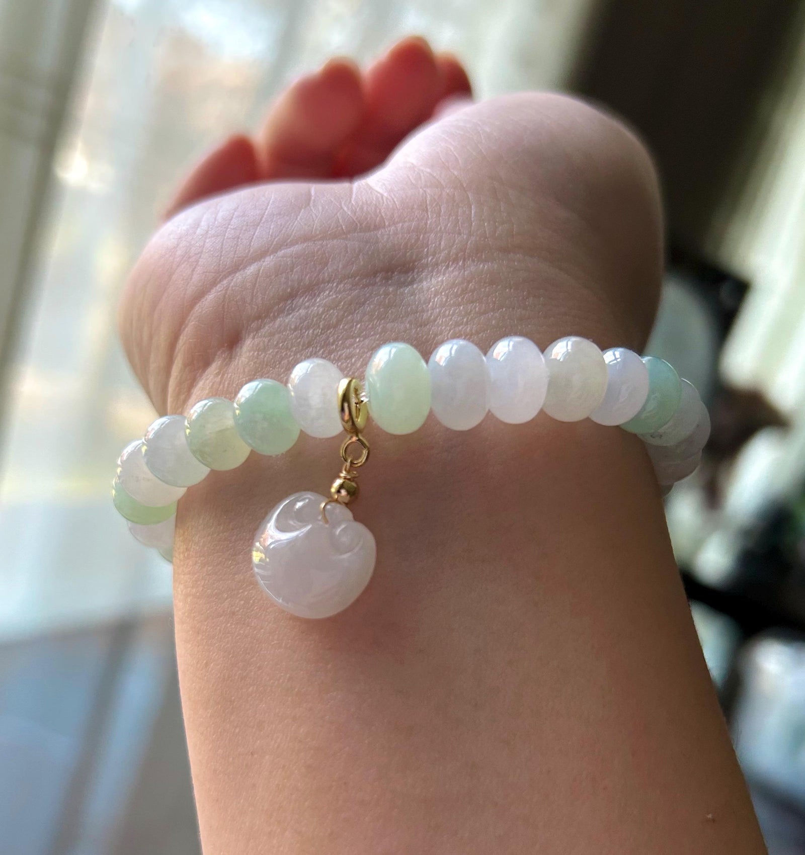 Natural Jadeite Beaded Bracelet Handmade Jewelry Burmese Type A Icy Translucent Pastel Multicolor Jade 8.5-9mm