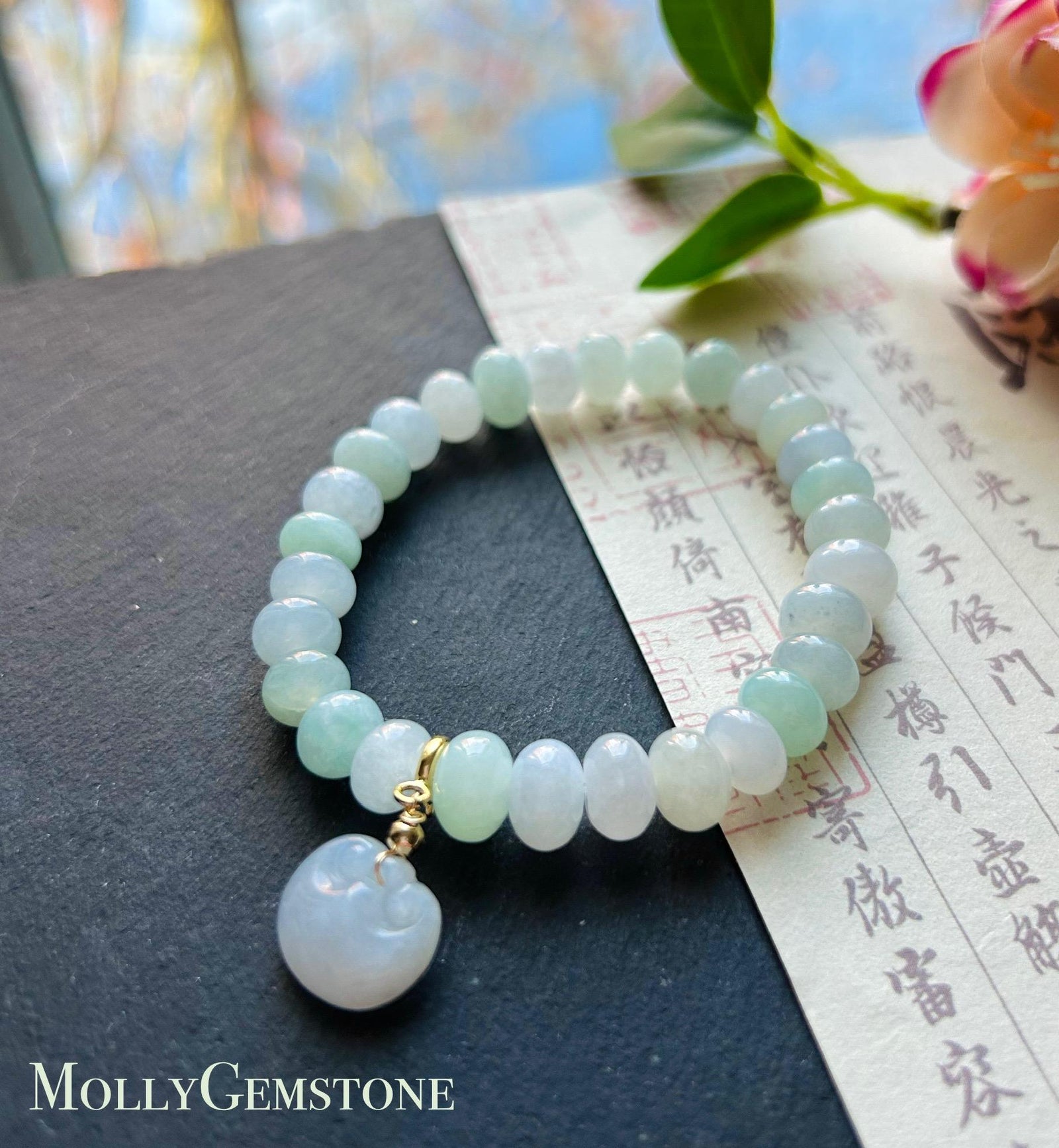 Natural Jadeite Beaded Bracelet Handmade Jewelry Burmese Type A Icy Translucent Pastel Multicolor Jade 8.5-9mm