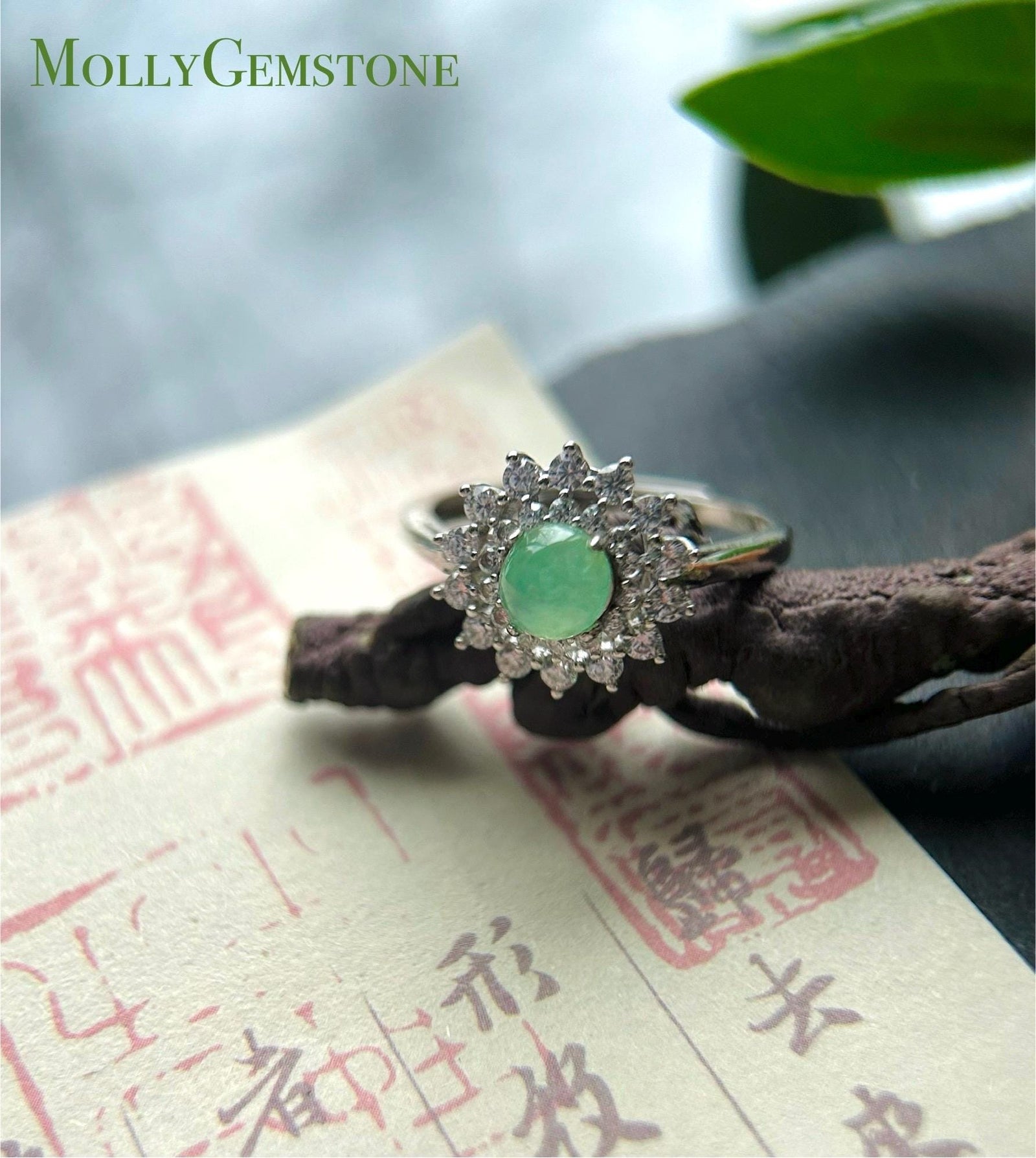Natural Jadeite & 925 Sterling Silver Adjustable Ring Burmese Type A Highly Translucent Icy Mint Green/Yellow Jade Christmas Gift