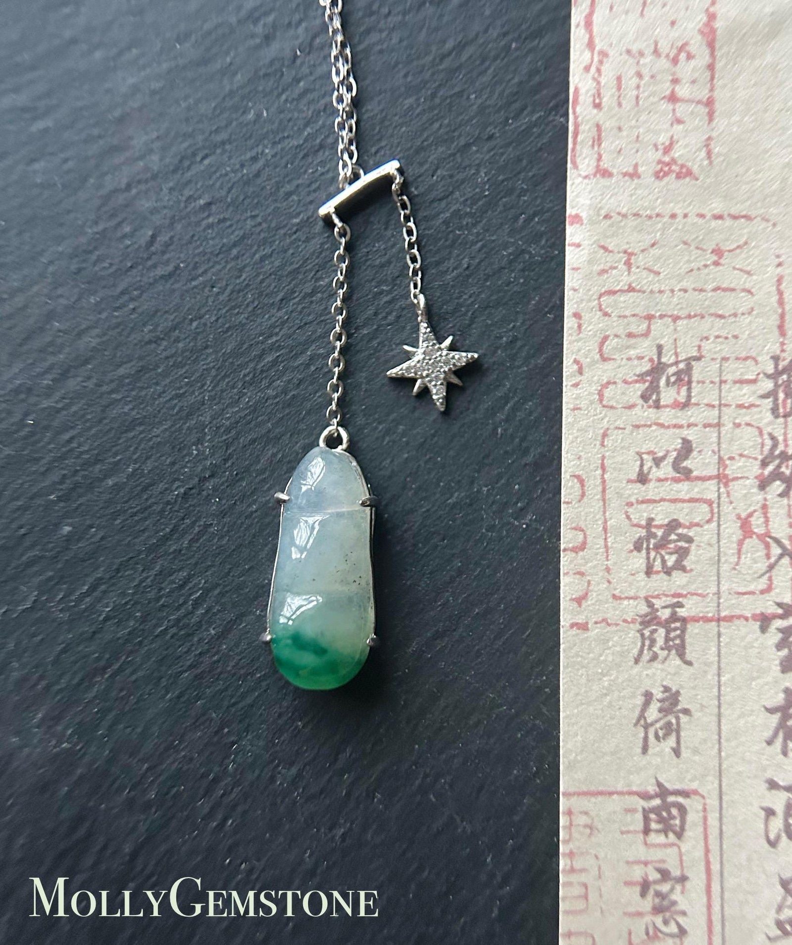 Jadeite Peas & Sterling Silver Necklace Natural Burmese Type A Translucent Icy Green Floral Jade Christmas Gift