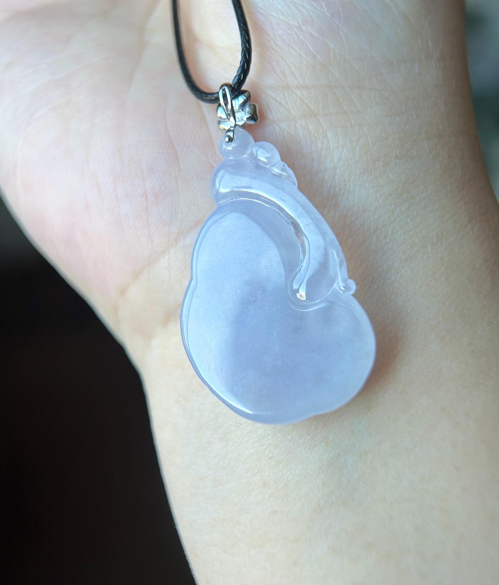 Certified Lavender Jadeite RuYi Pendant with 18k Solid Gold Bail Jewelry Natural Burmese Type A Highly Translucent Icy Purple Jade