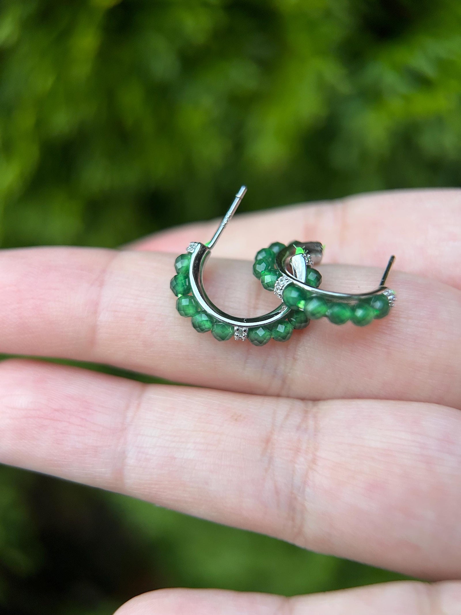Natural Jadeite Earrings: Guatemalan Type A Untreated Highly Translucent Icy Green Jade, Sterling Silver
