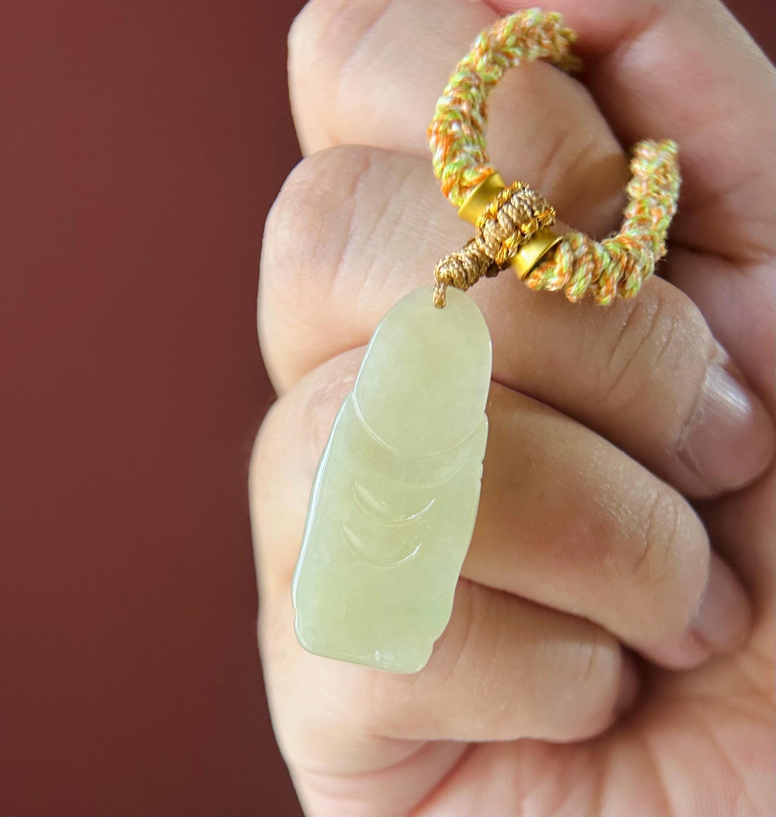 Natural Jadeite Laughing Buddha Pendant Handwoven Necklace Gift Burmese Type A Icy Translucent Yellow Jade
