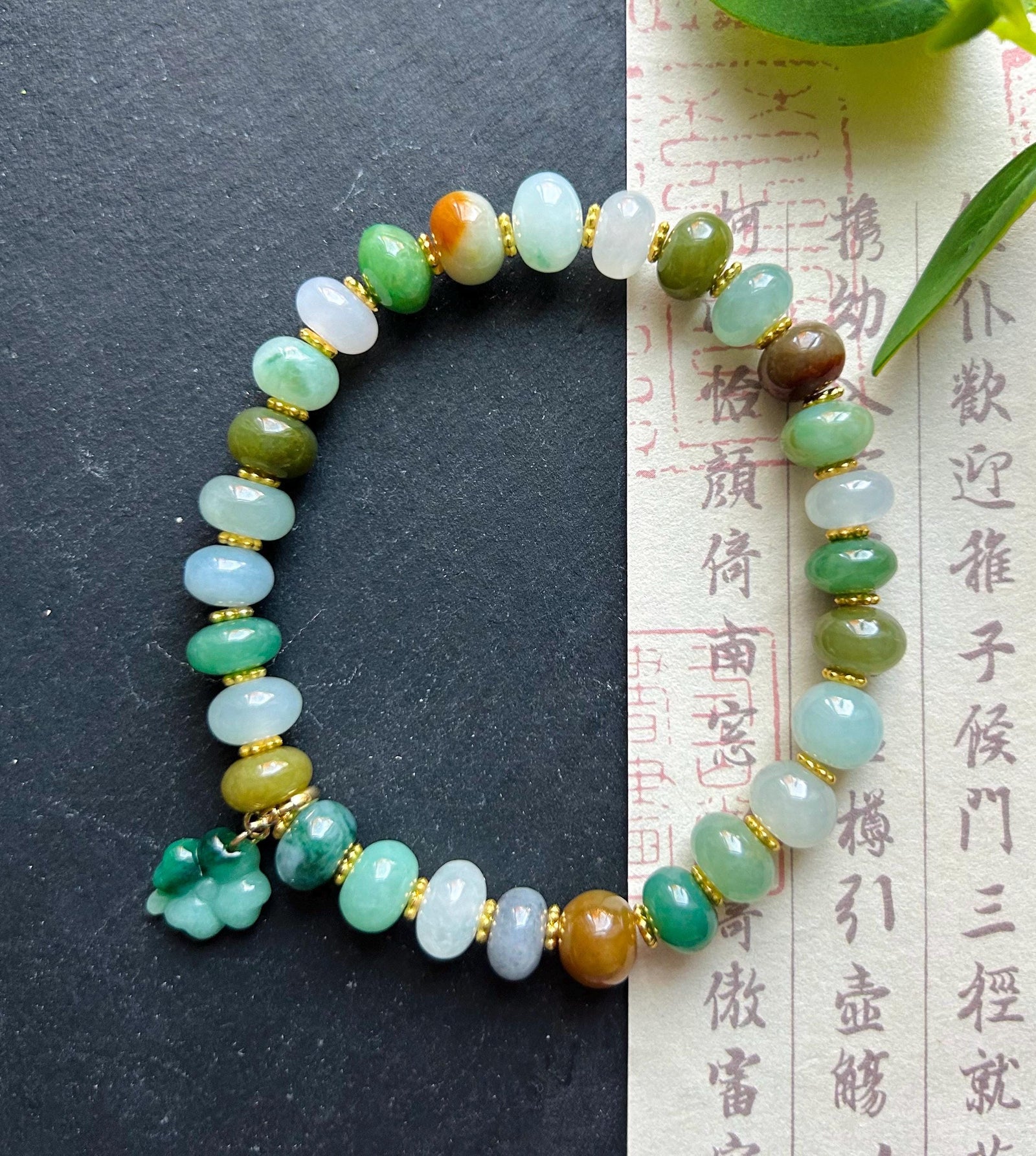 Natural Jadeite Beaded Bracelet Handmade Jewelry Burmese Type A Icy Translucent Autumn Multicolor Jade 8.5mm
