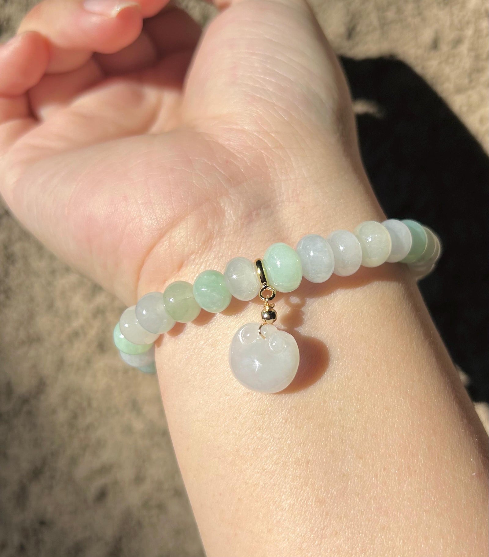 Natural Jadeite Beaded Bracelet Handmade Jewelry Burmese Type A Icy Translucent Pastel Multicolor Jade 8.5-9mm
