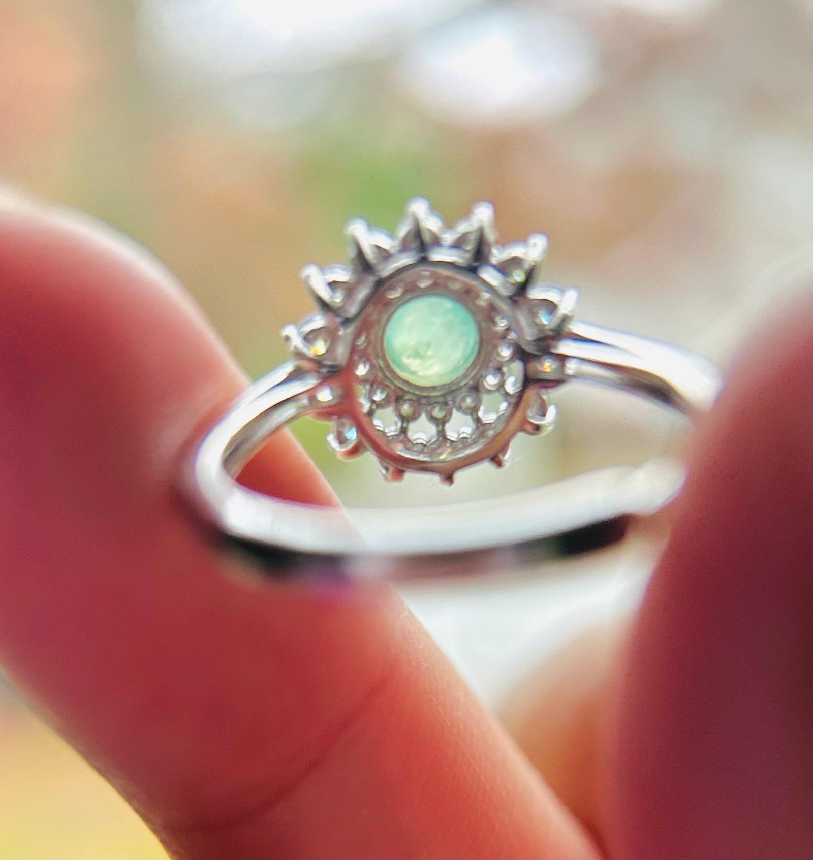 Natural Jadeite & 925 Sterling Silver Adjustable Ring Burmese Type A Highly Translucent Icy Mint Green/Yellow Jade Christmas Gift