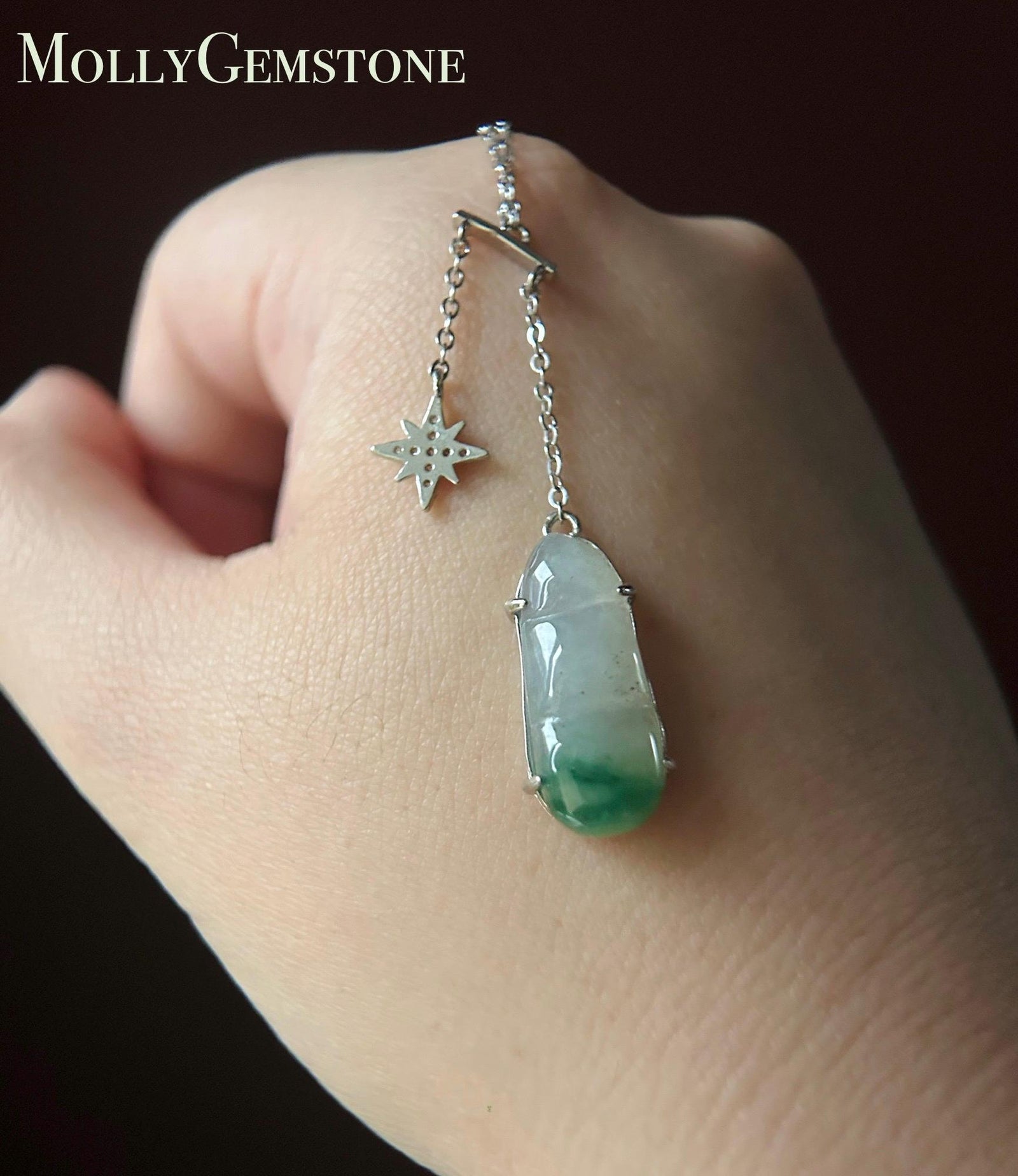 Jadeite Peas & Sterling Silver Necklace Natural Burmese Type A Translucent Icy Green Floral Jade Christmas Gift