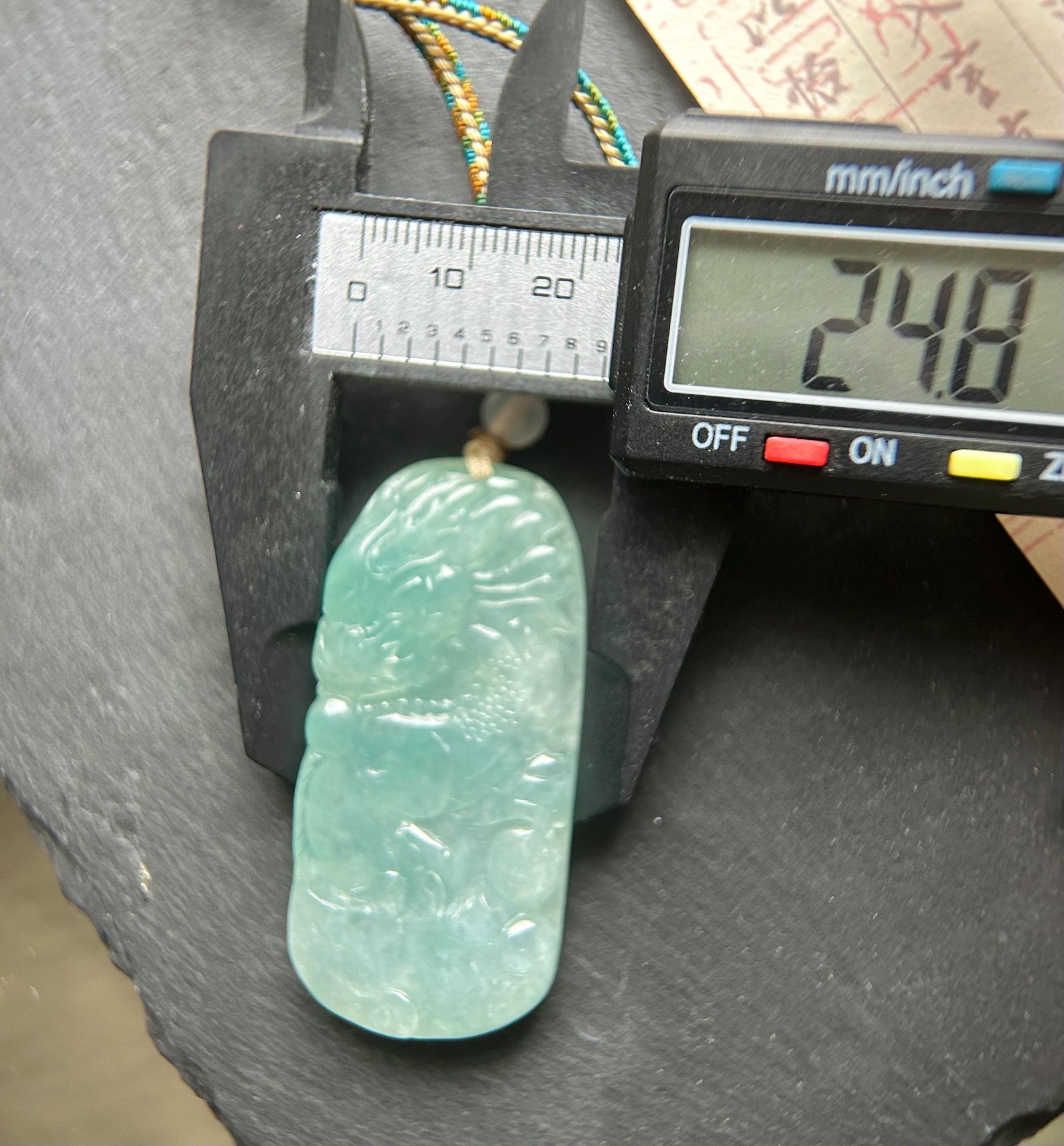 Burmese Blue Jadeite Dragon Pendant Handwoven Necklace: Hand-Carved Natural Untreated Type A Green Blue Myanmar Jade