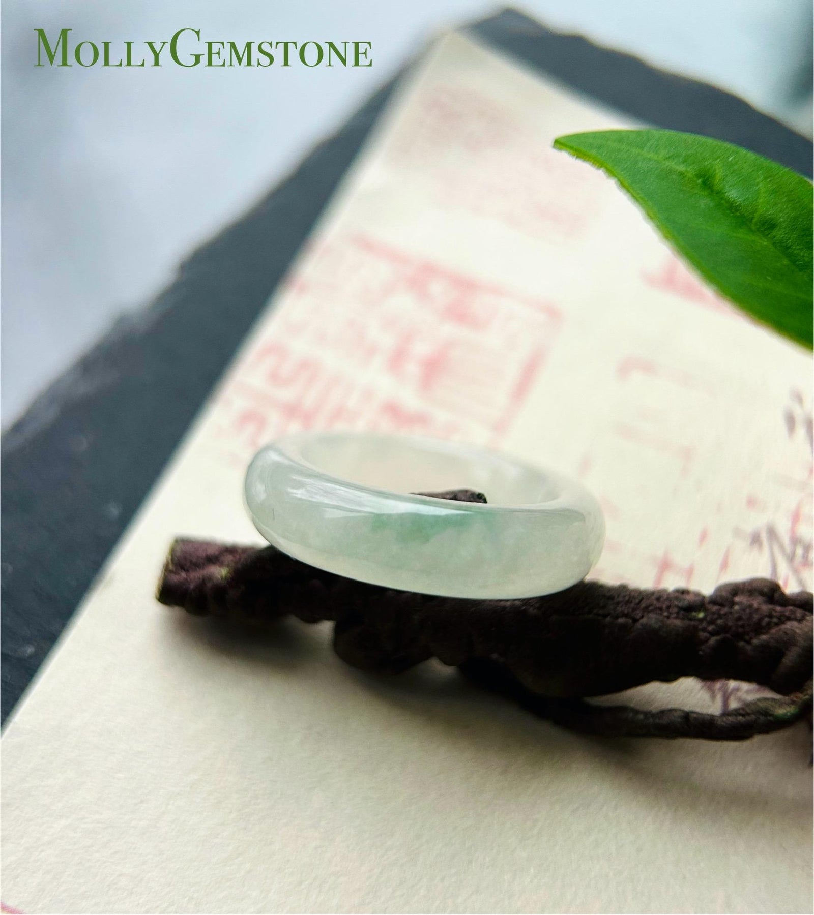 Natural Burmese Jadeite Ring – Untreated Type A fine glutinous White & Green Floral, US 4.5