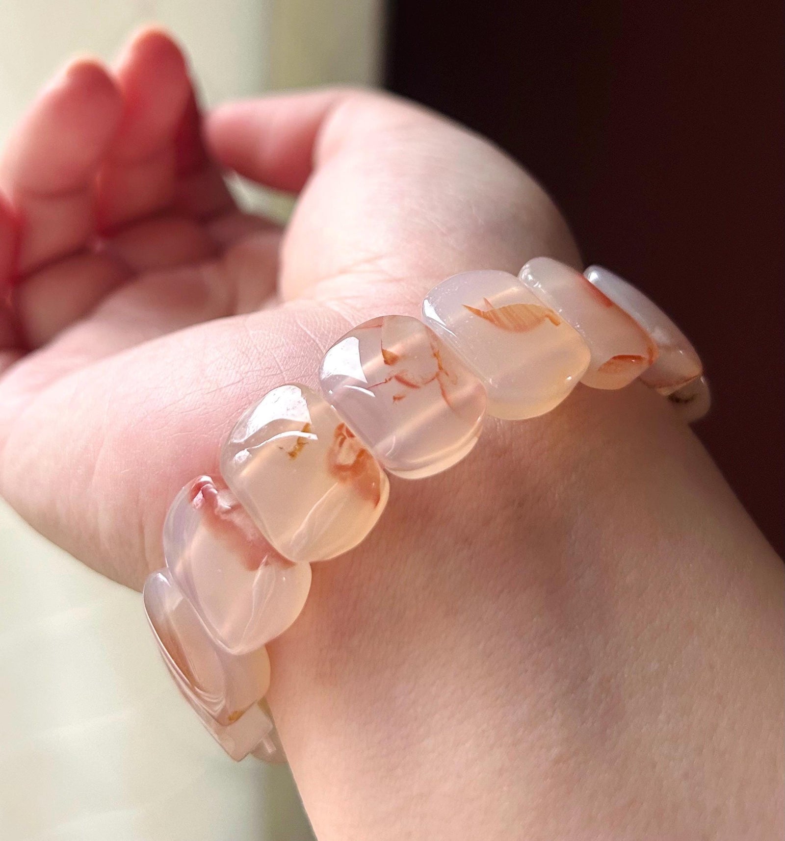 Natural AAAA+ Flower Agate Beaded Bracelet Handmade Christmas Gift Spiritual Jewelry Unisex Chakra Jewelry Protection Amulet