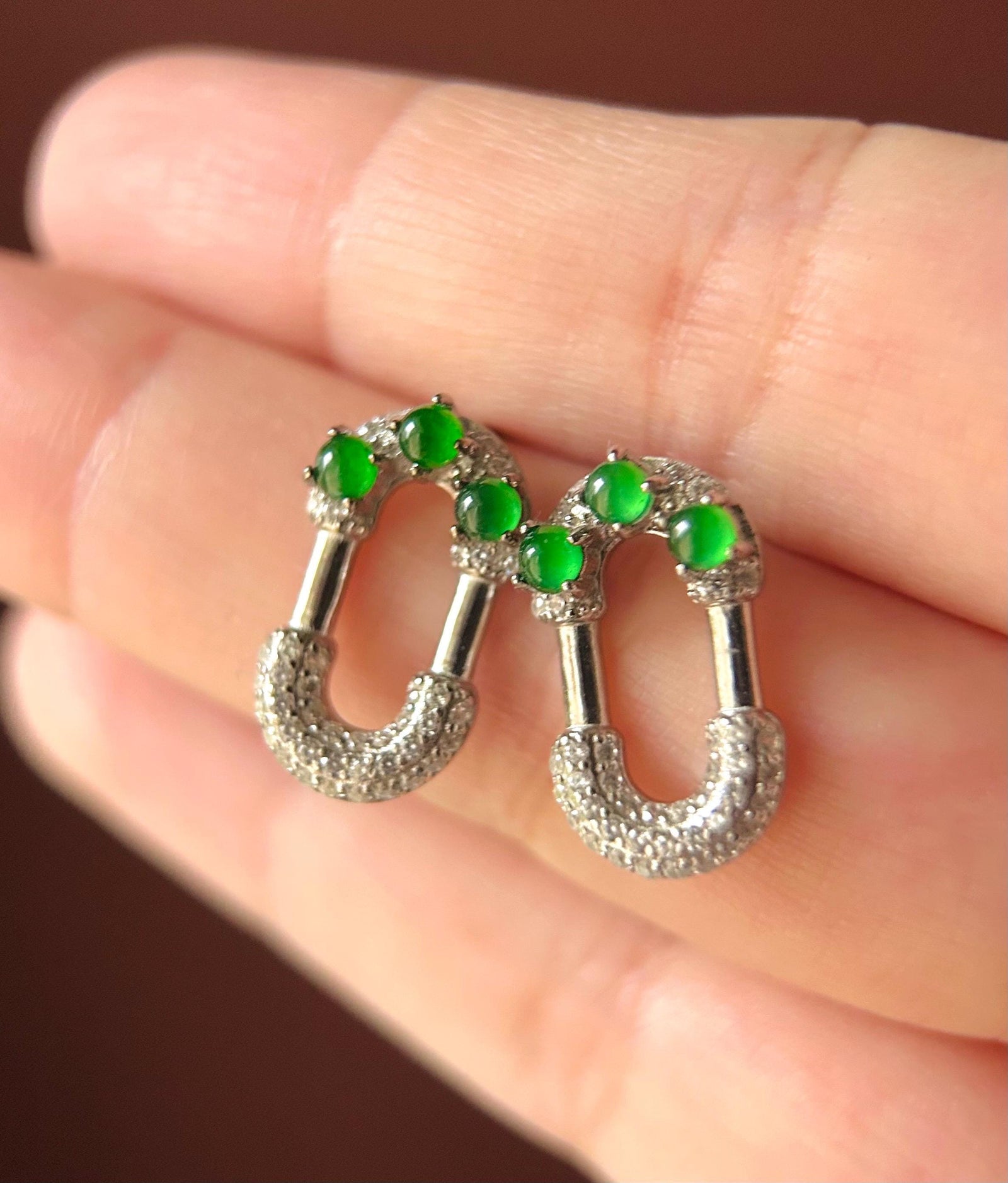 Natural Jadeite Stud Earrings Untreated Burmese or Guatemalan Type A Highly Translucent Icy Green or White Jade & Sterling Silver