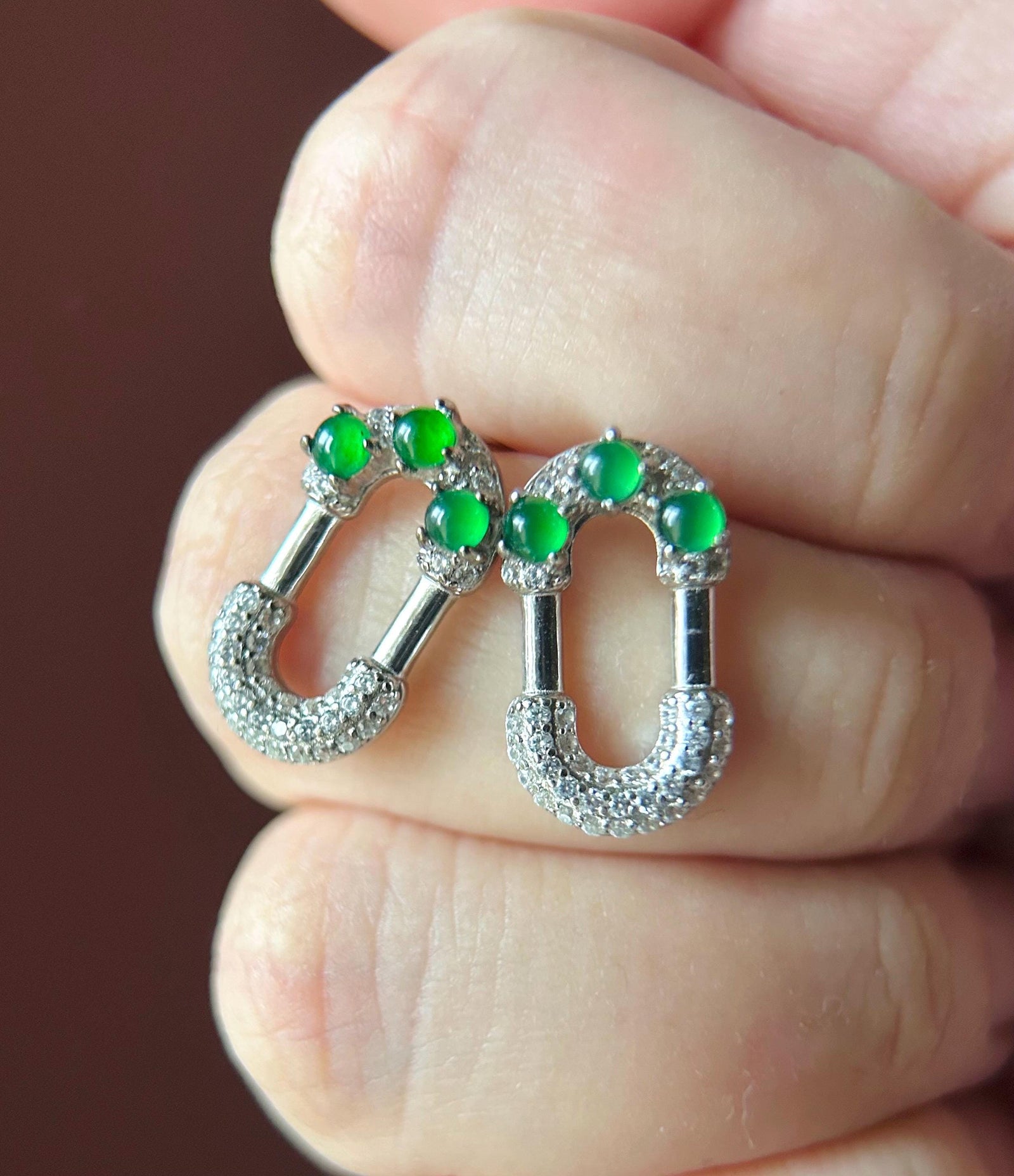 Natural Jadeite Stud Earrings Untreated Burmese or Guatemalan Type A Highly Translucent Icy Green or White Jade & Sterling Silver
