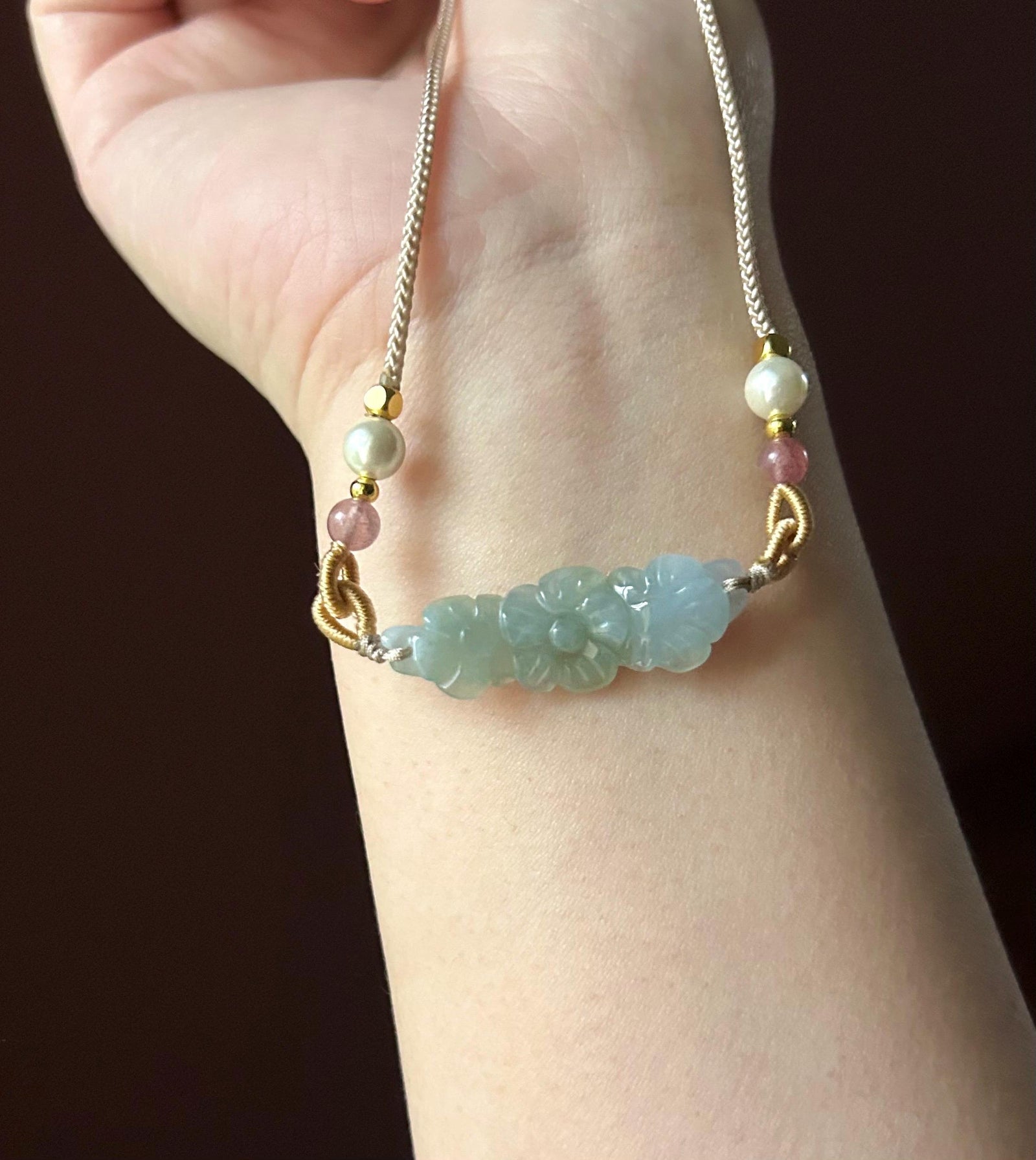 Jadeite Jade Crecent Pendant Jewelry Gift Natural Burmese Type A Translucent Icy Green Purple Yellow Jade Carved Flowers Handwowen Necklace