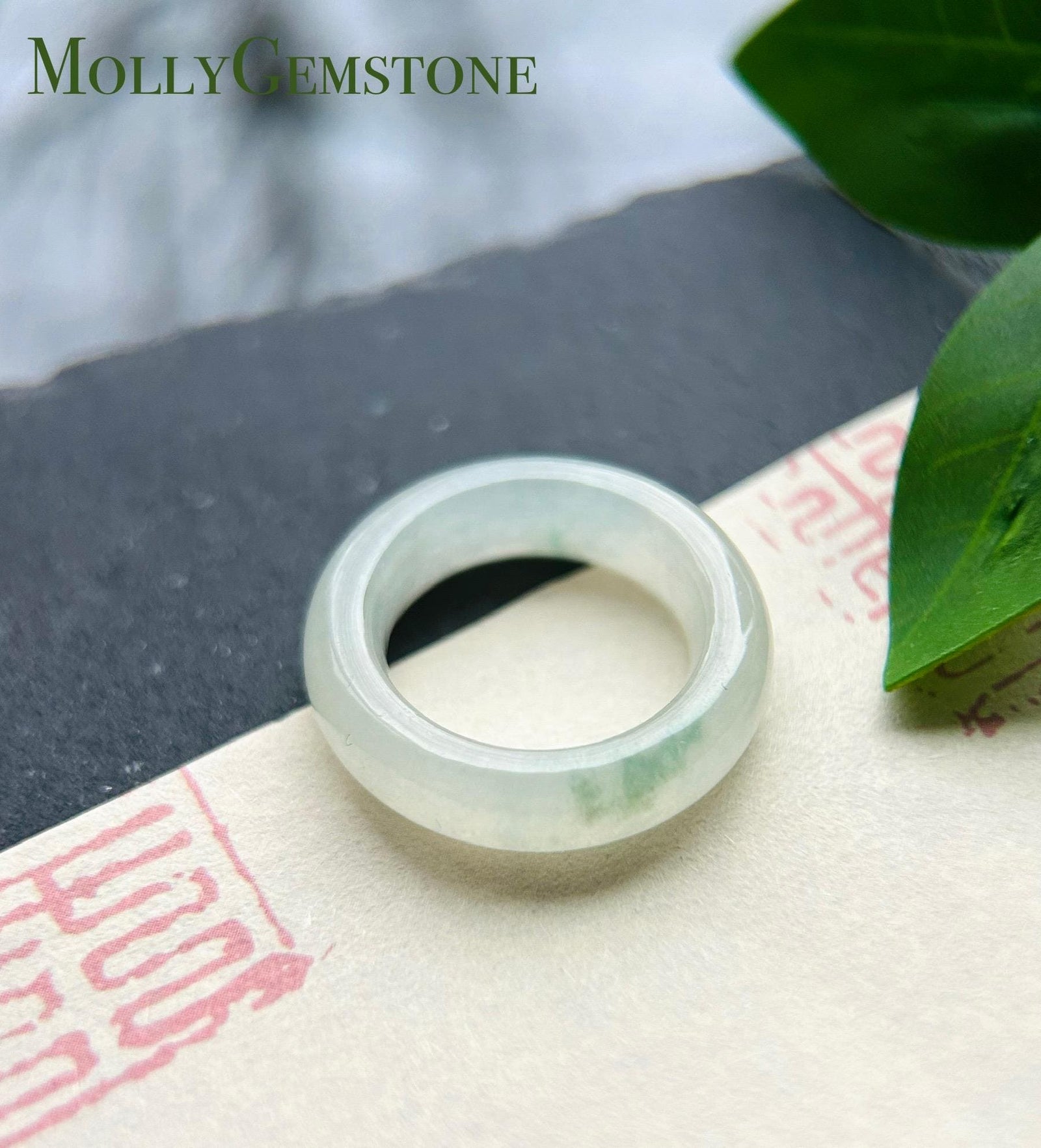 Natural Burmese Jadeite Ring – Untreated Type A fine glutinous White & Green Floral, US 4.5
