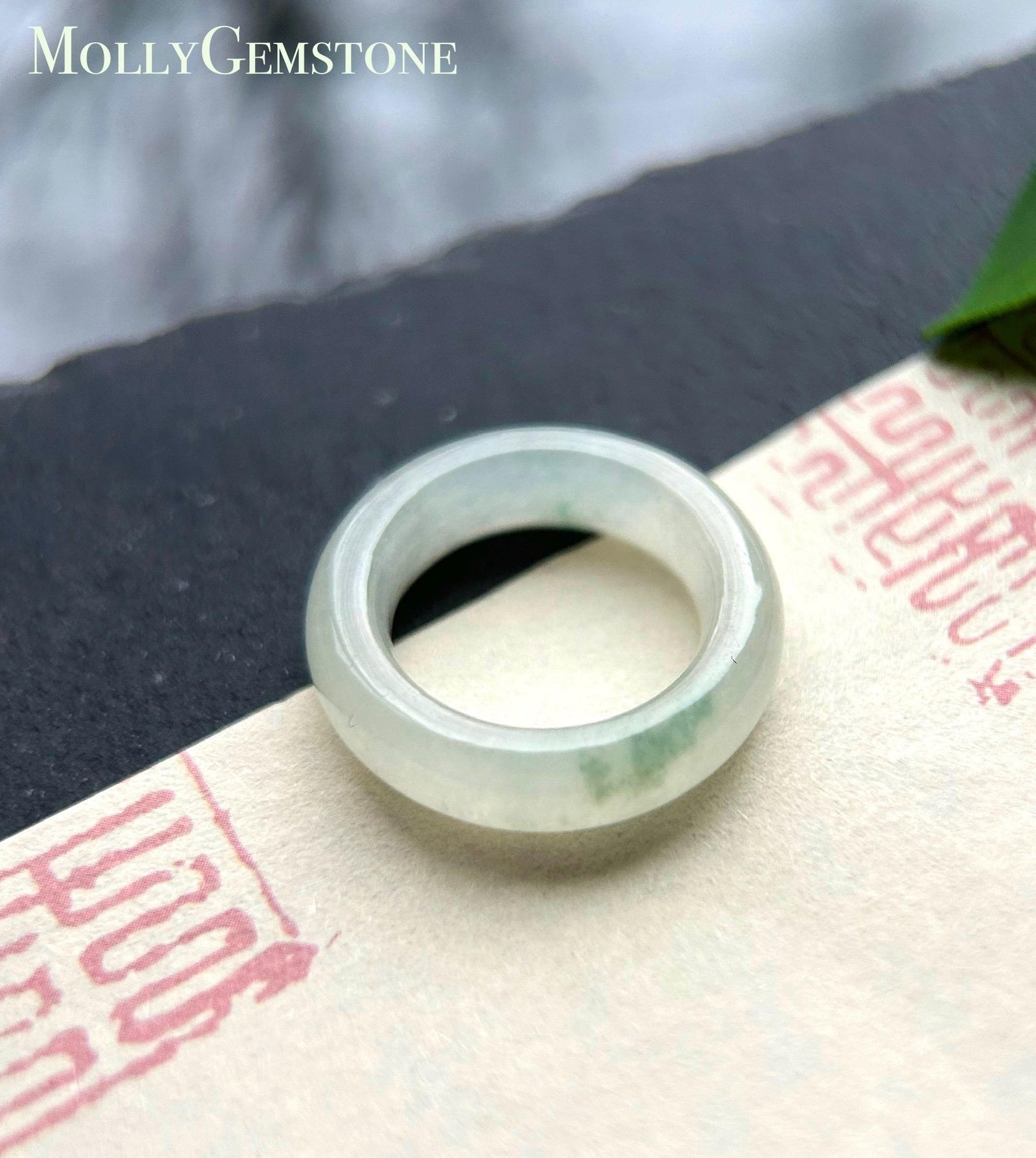 Natural Burmese Jadeite Ring – Untreated Type A fine glutinous White & Green Floral, US 4.5