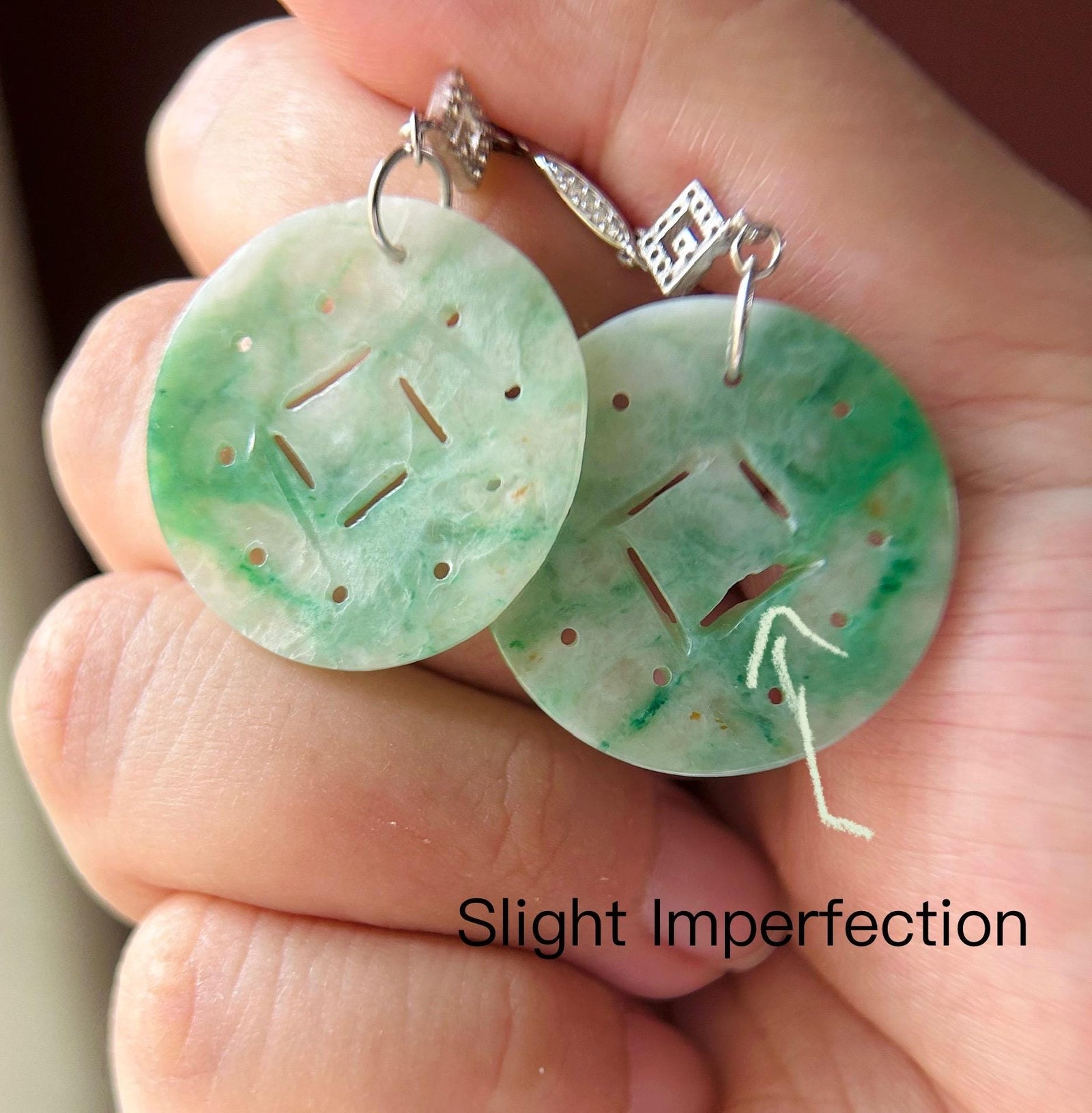 Jadeite Jade & Silver Earrings Handcrafted Jewelry Gift for Her Natural Burmese Type A Icy Translucent Gelatinous Icy Green Floral Jade