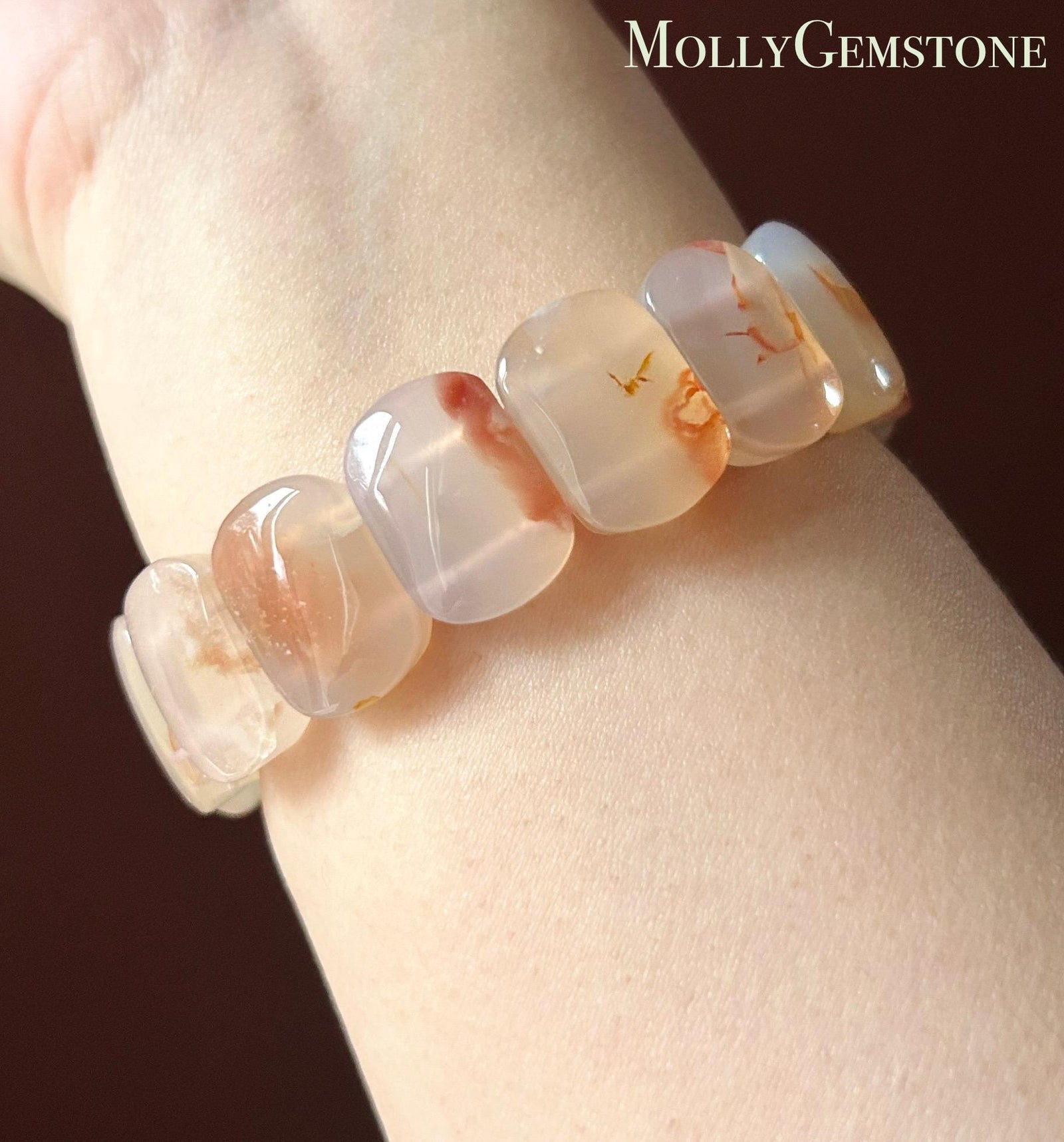 Natural AAAA+ Flower Agate Beaded Bracelet Handmade Christmas Gift Spiritual Jewelry Unisex Chakra Jewelry Protection Amulet