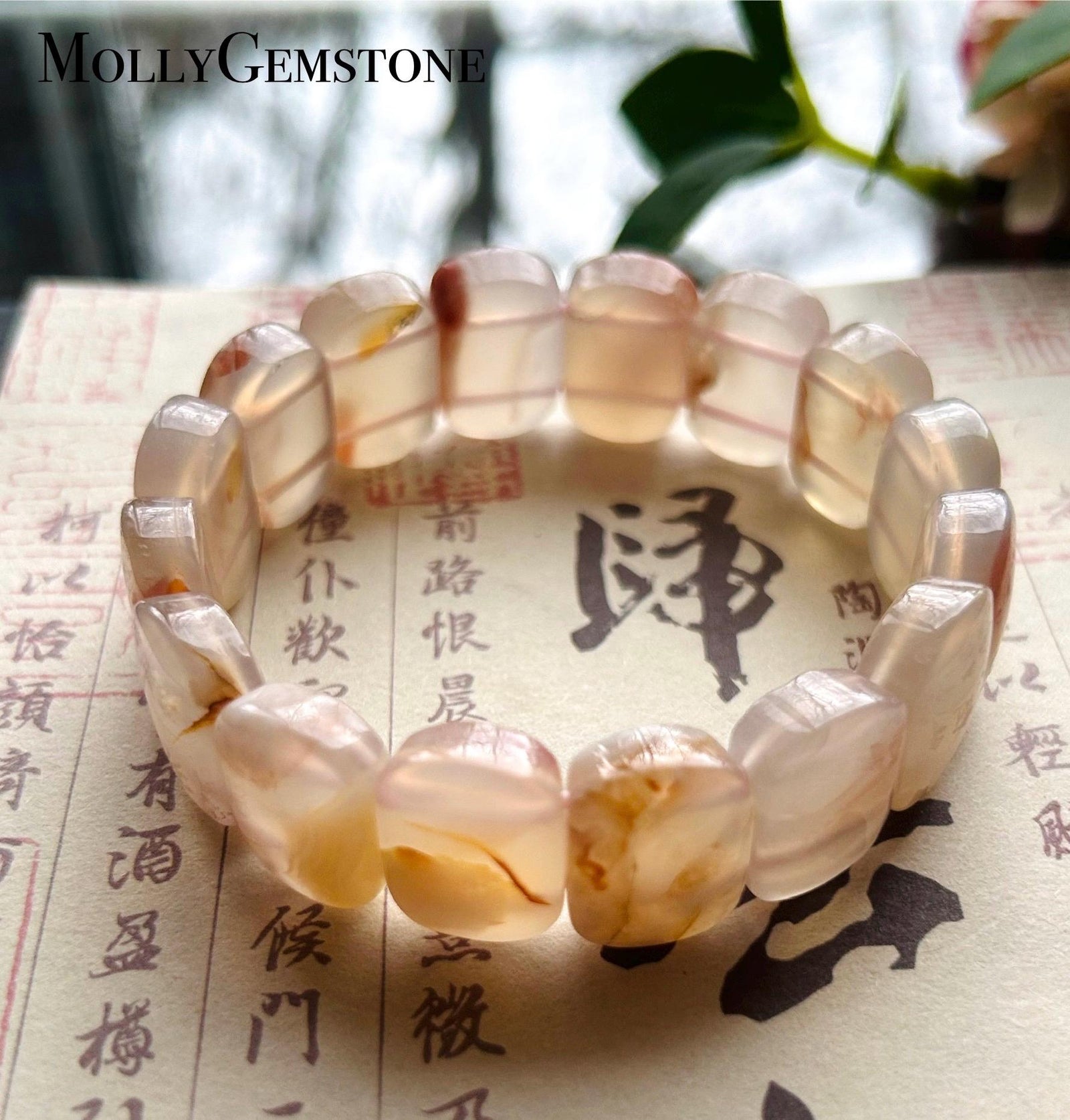 Natural AAAA+ Flower Agate Beaded Bracelet Handmade Christmas Gift Spiritual Jewelry Unisex Chakra Jewelry Protection Amulet